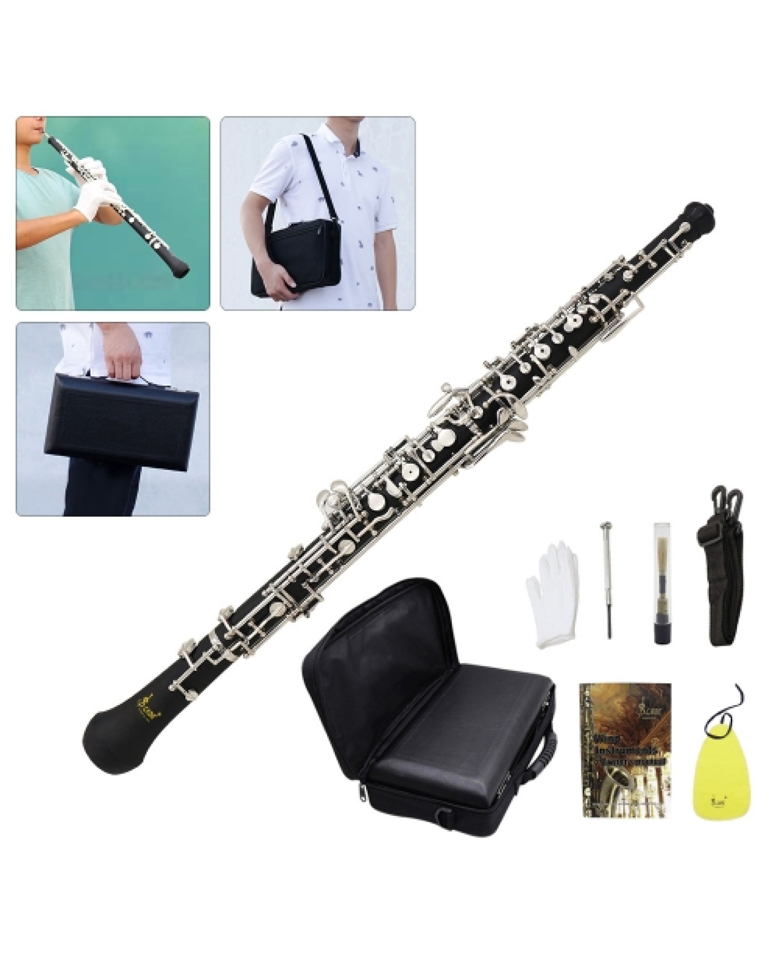 Professional Oboe C Key Cupronickel Plated Silver Woodwind Musical Instrument
