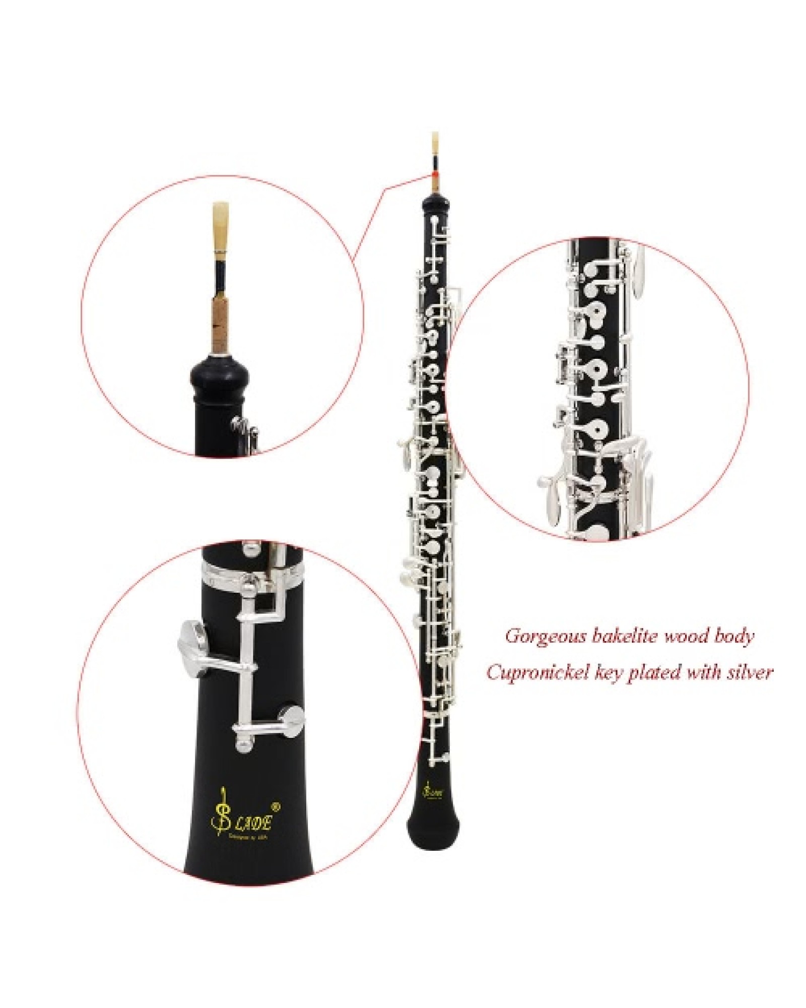 Professional Oboe C Key Cupronickel Plated Silver Woodwind Musical Instrument