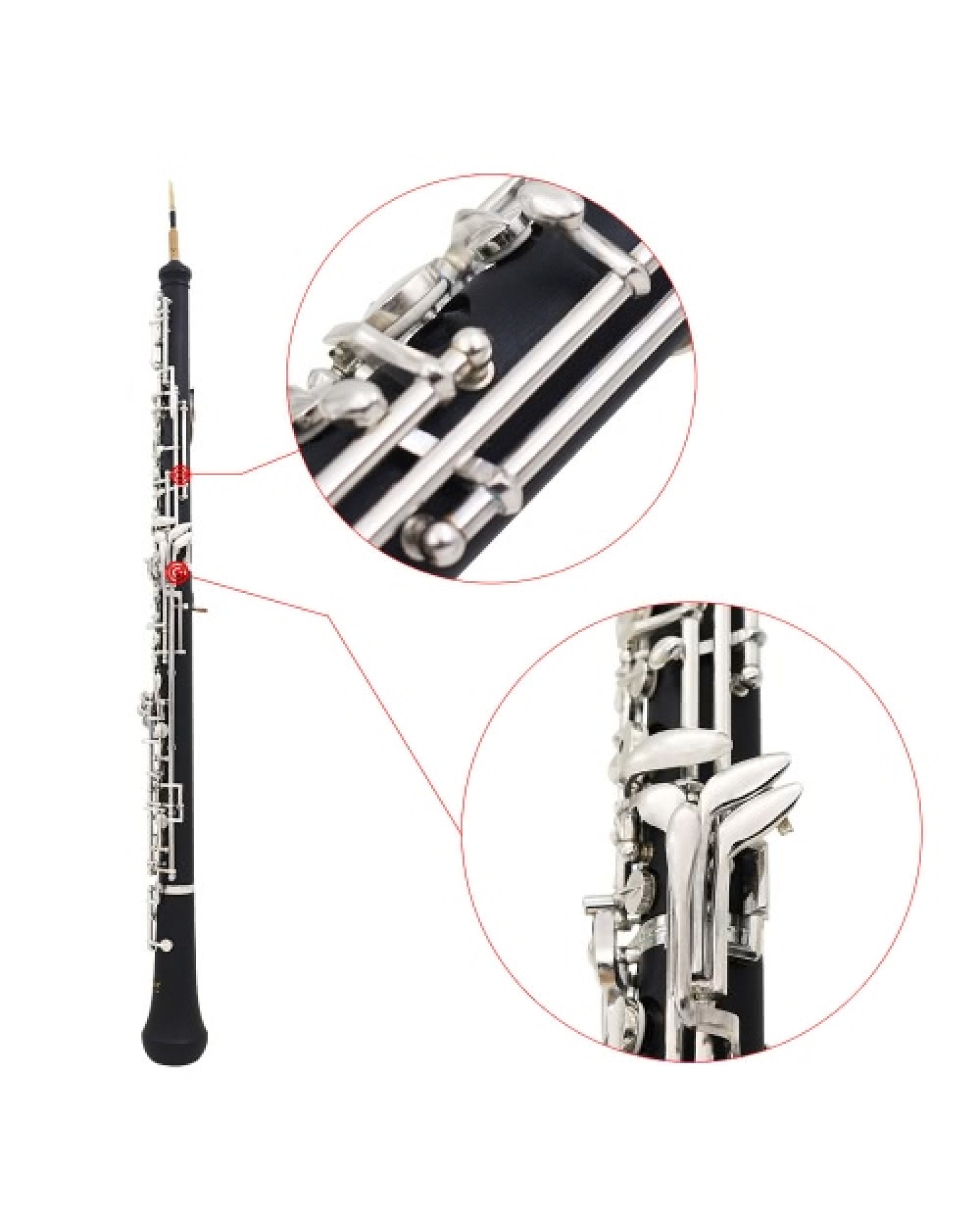 Professional Oboe C Key Cupronickel Plated Silver Woodwind Musical Instrument