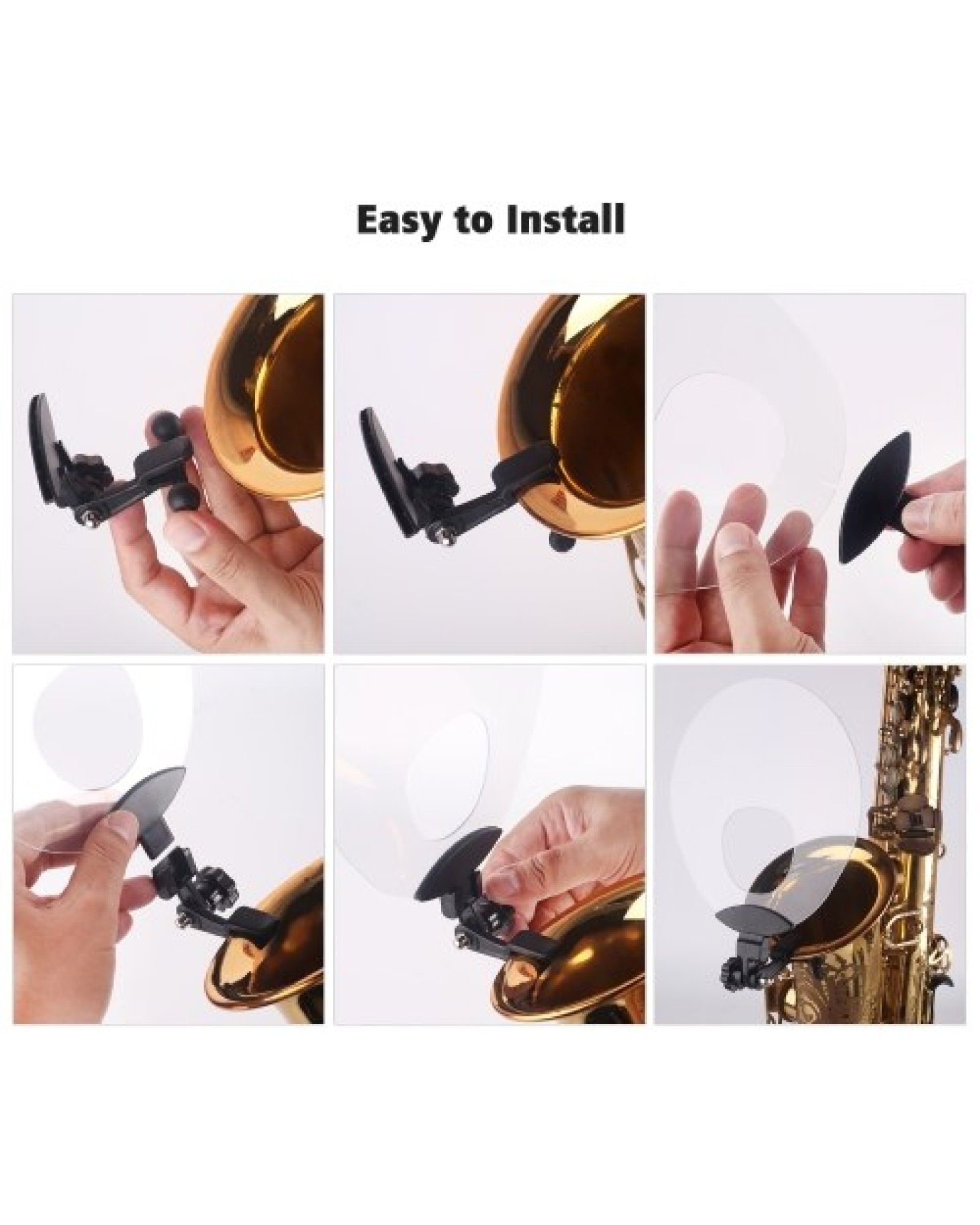 Plastic Saxophone Deflector Sound Deflector Shield with Mute &amp; Reflect Sound Functions for Wind Instrument