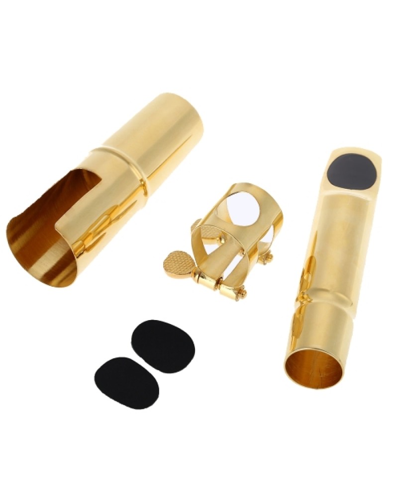 Jazz Tenor Sax Saxophone 5C Mouthpiece Metal with Mouthpiece Patches Pads Cushions Cap Buckle Gold Plating