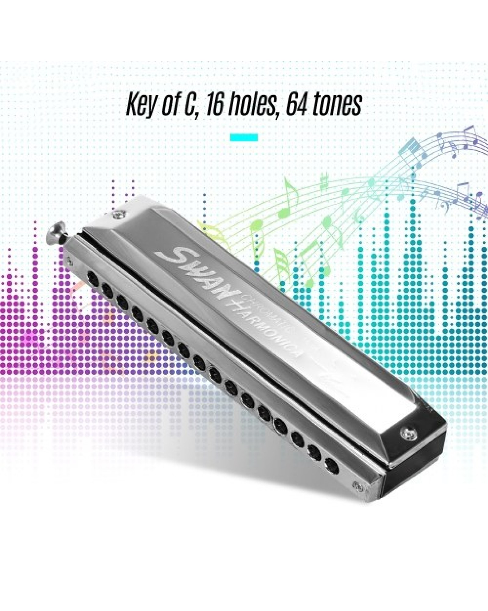 Swan SW-1664 16 Holes Chromatic Harmonica C Key 64 Tones Mouth Organ