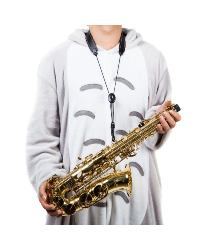 Adjustable Saxophone Sax Neck Strap Leather Nylon Padded with Hook Clasp