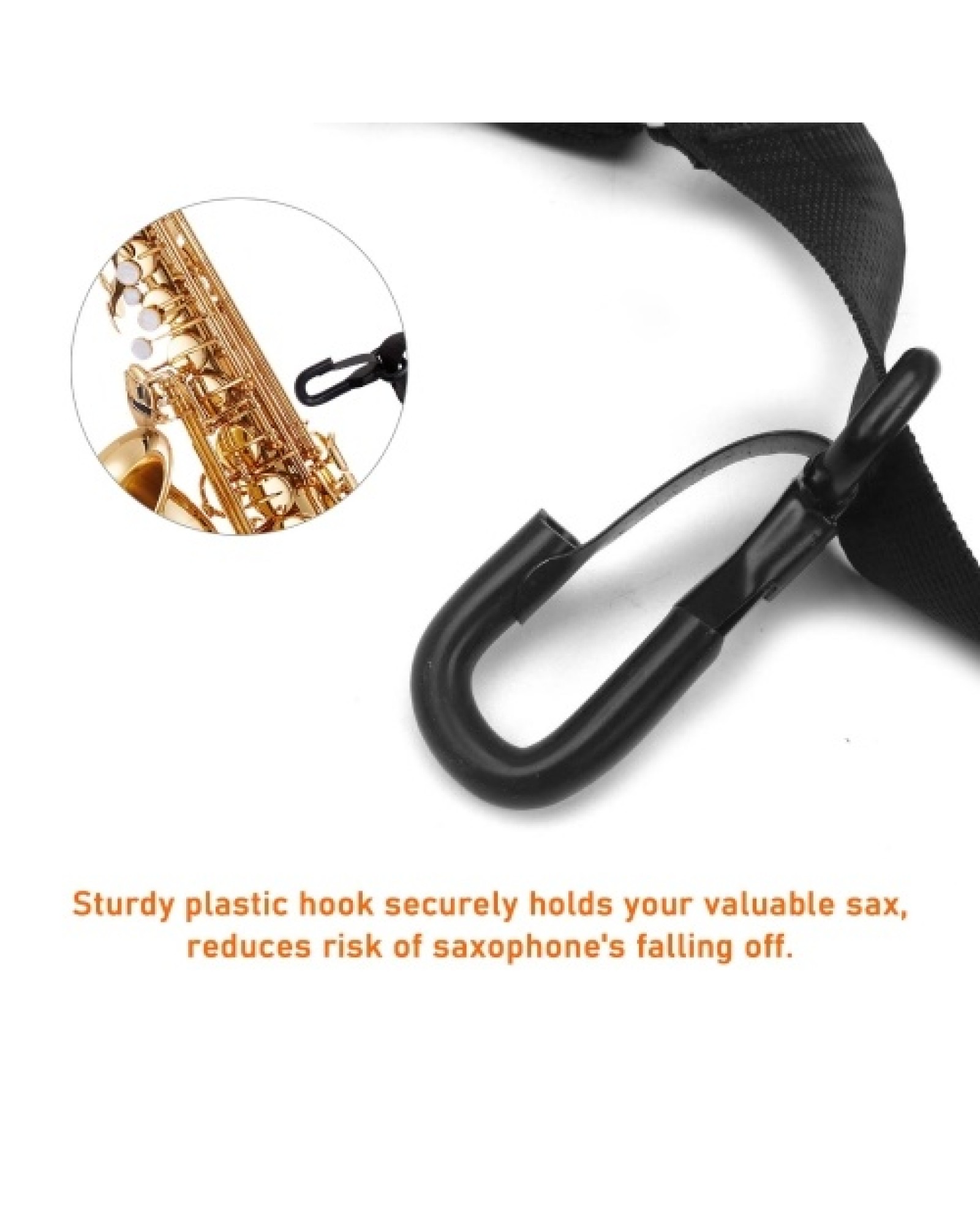 Saxophone Strap Sax Shoulder Strap Adjustable Padded Leather Strap for Soprano Alto Baritone Saxophone