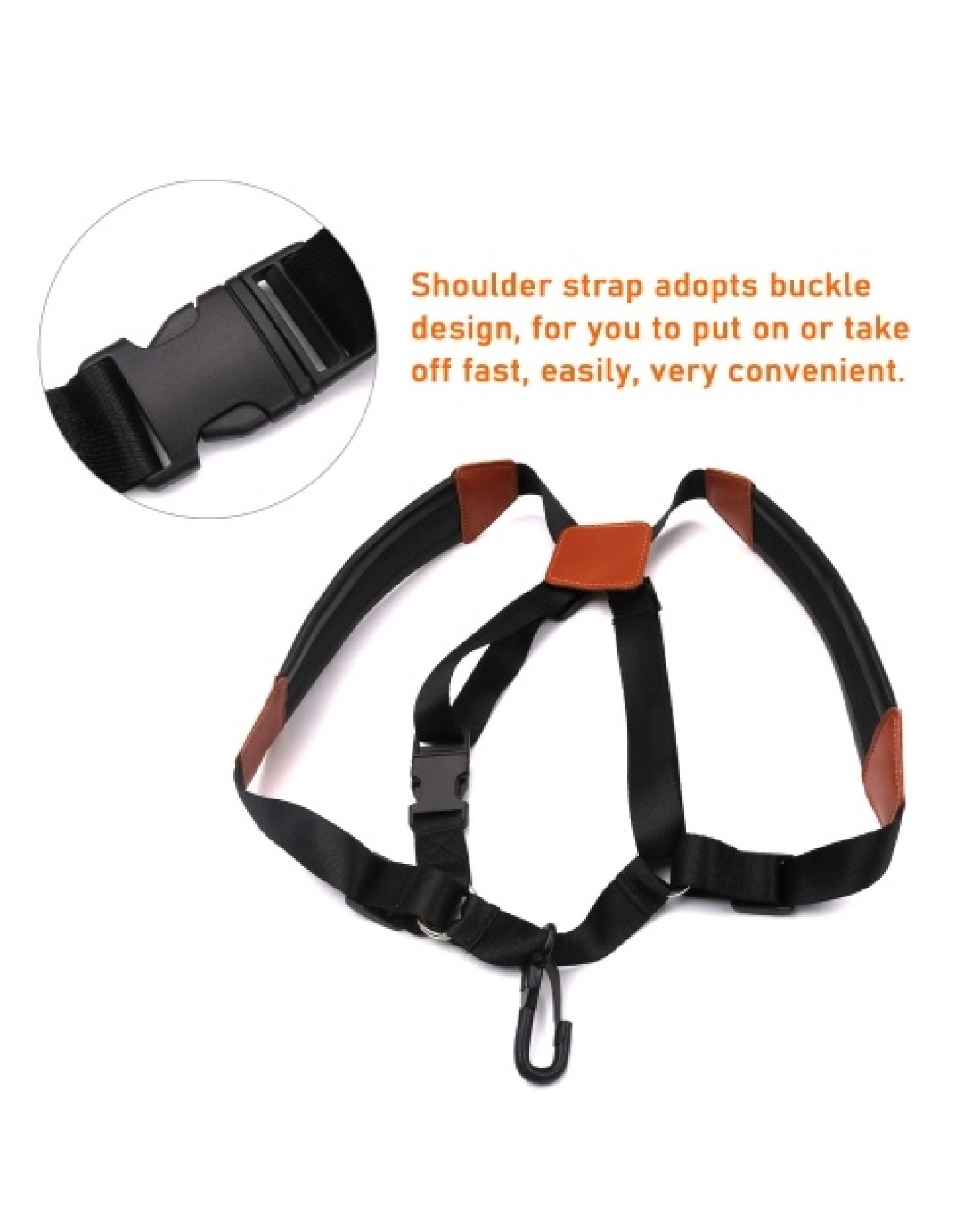Saxophone Strap Sax Shoulder Strap Adjustable Padded Leather Strap for Soprano Alto Baritone Saxophone