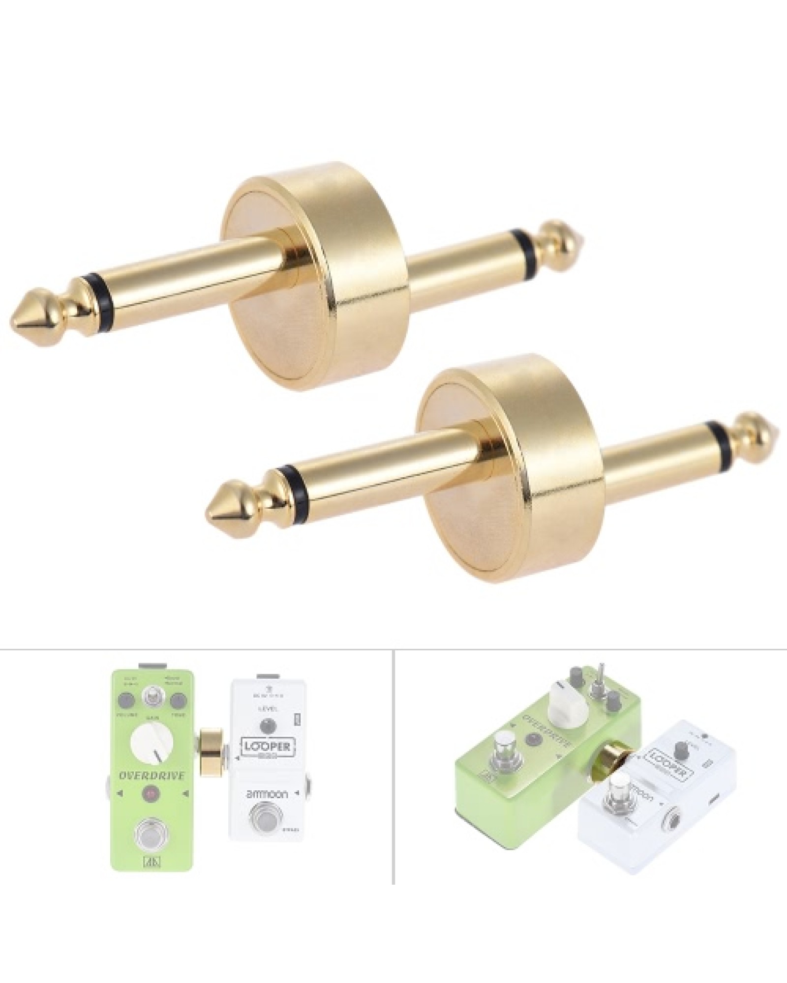 2 Pack 1/4 Inch 6.35mm Z Type Guitar Effect Pedal Coupler Connector Guitar Pedal Board Accessory