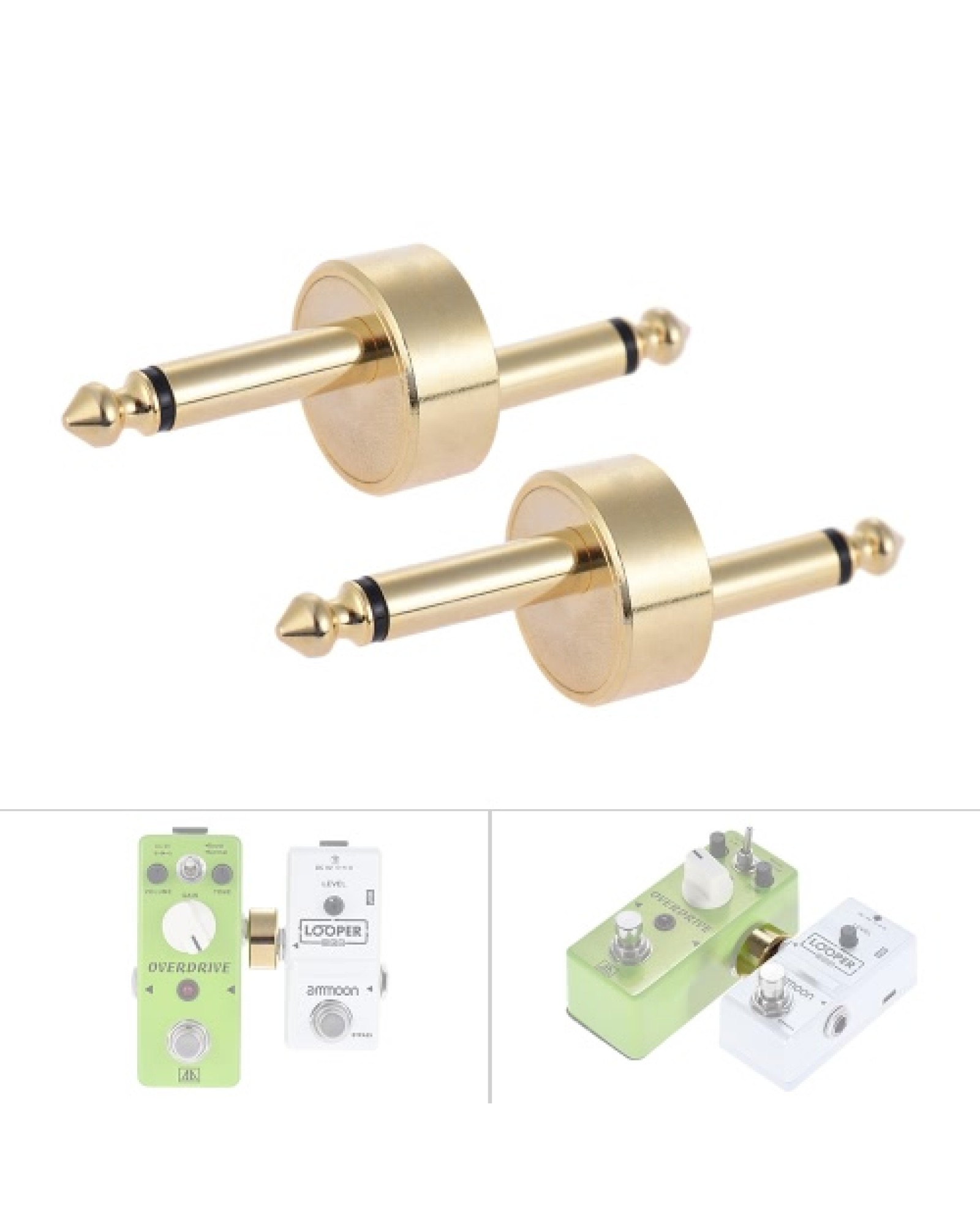 2 Pack 1/4 Inch 6.35mm Z Type Guitar Effect Pedal Coupler Connector Guitar Pedal Board Accessory