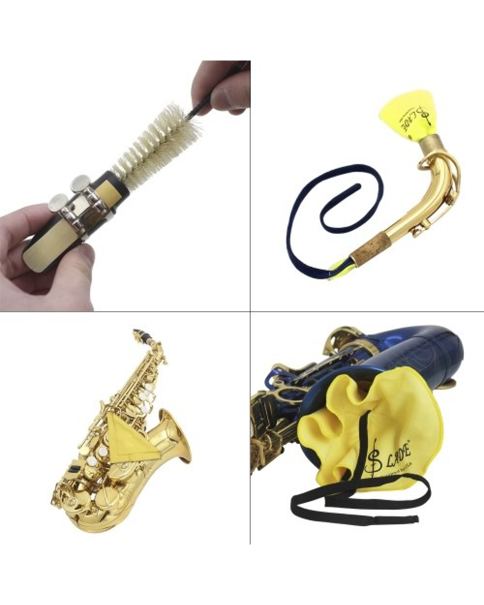 Saxophone Sax Cleaning Care Kit 3pcs Cleaning Cloth + Mouthpiece Brush Musical Instrument Maintenance Tool