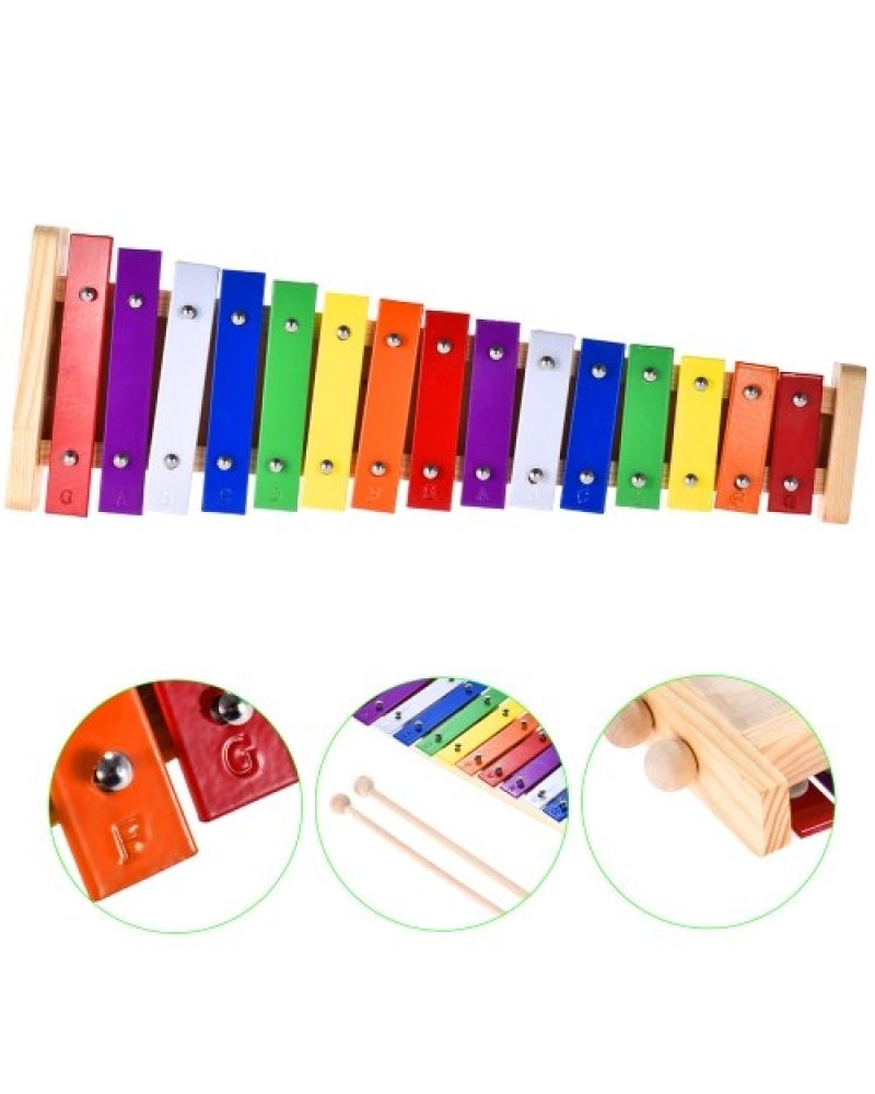 Colorful Glockenspiel Xylophone Wooden &amp; Aluminum Percussion Musical Instrument