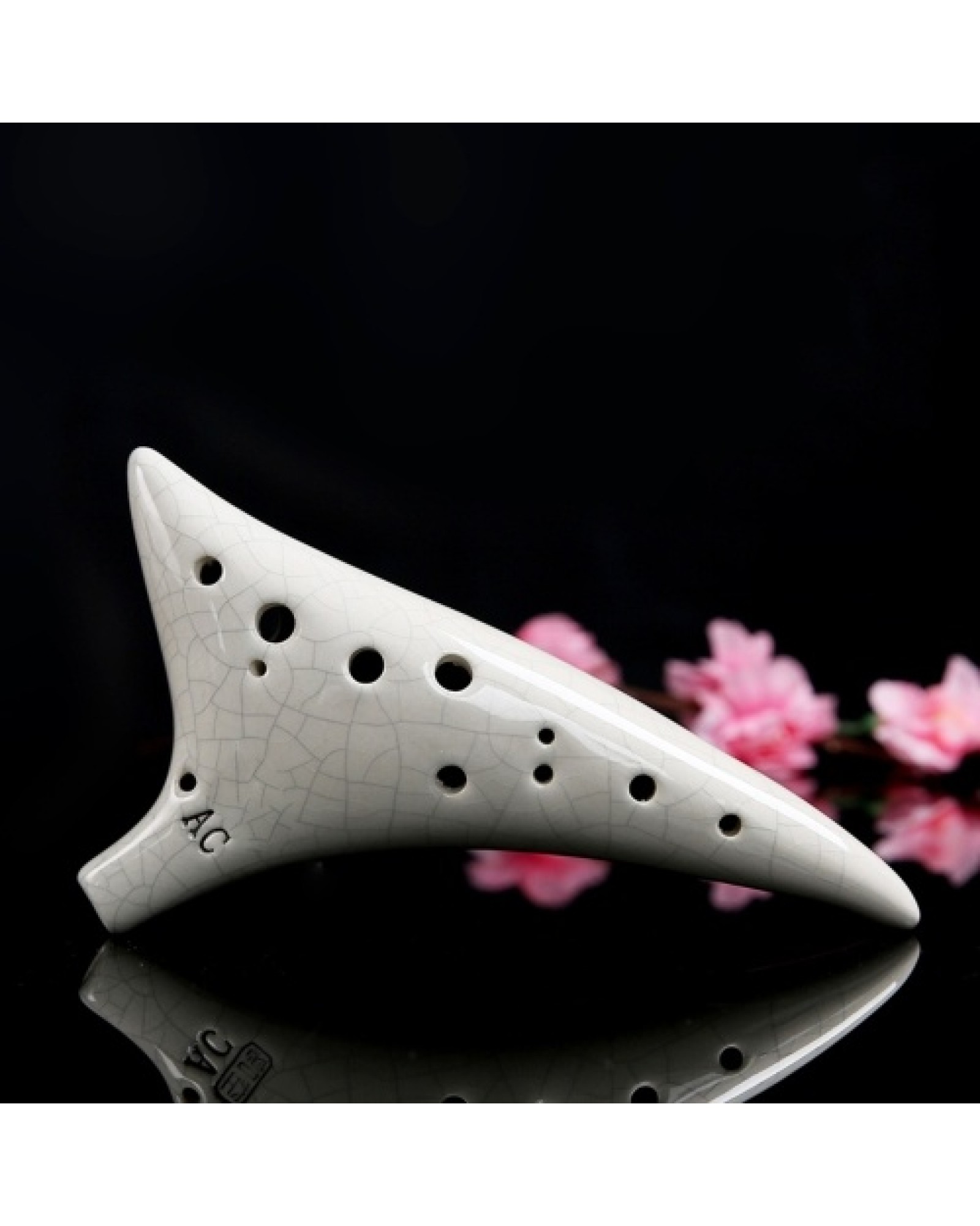 12 Holes Warped-tail Ceramic Ocarina Alto C Hand Painted Musical Instrument with Lanyard Music Score Protective Bag For Music Lo