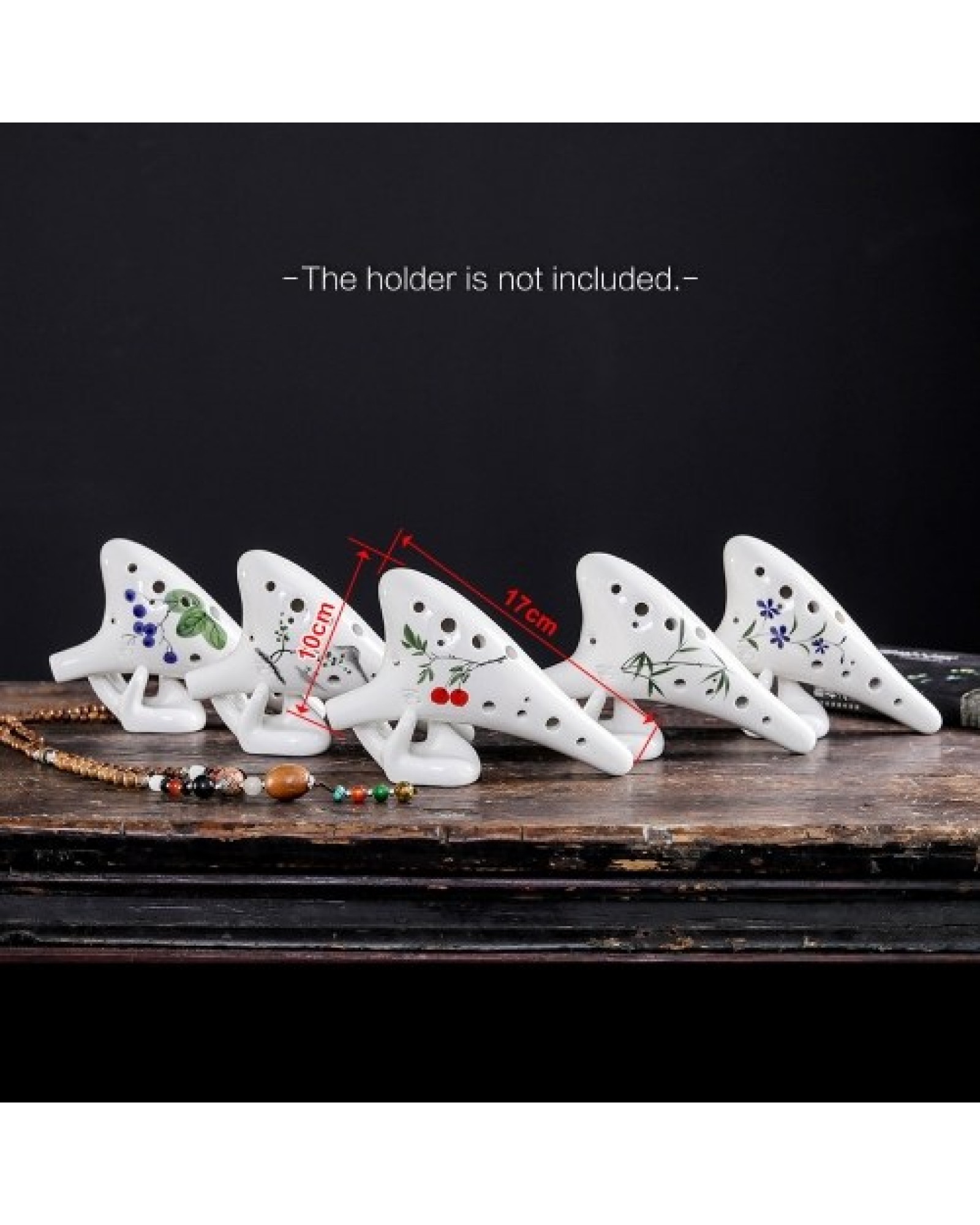 12 Holes Round Head Ceramic Ocarina Alto C Hand Painted Musical Instrument with Lanyard Music Score Protective Bag For Music Lov