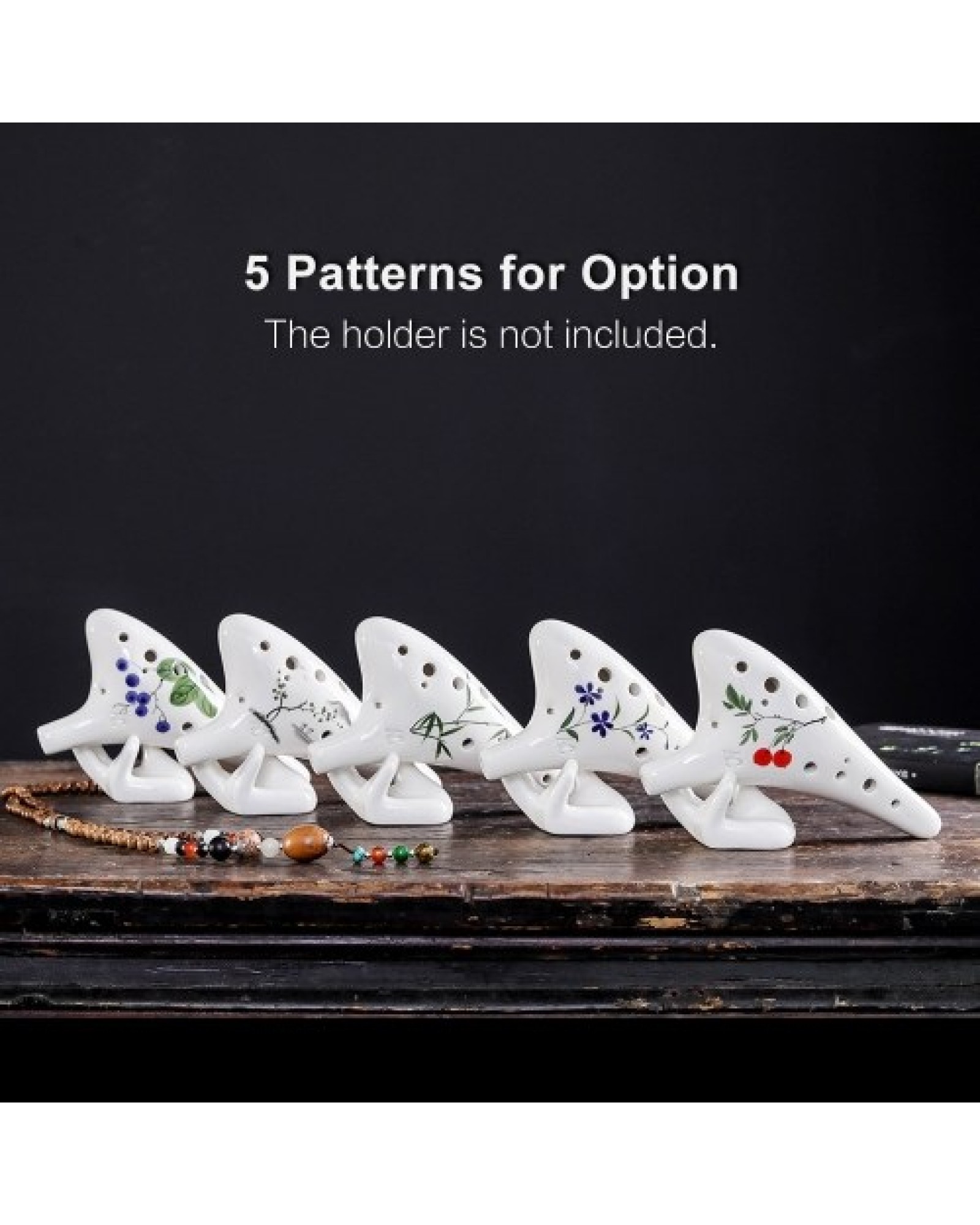 12 Holes Round Head Ceramic Ocarina Alto C Hand Painted Musical Instrument with Lanyard Music Score Protective Bag For Music Lov