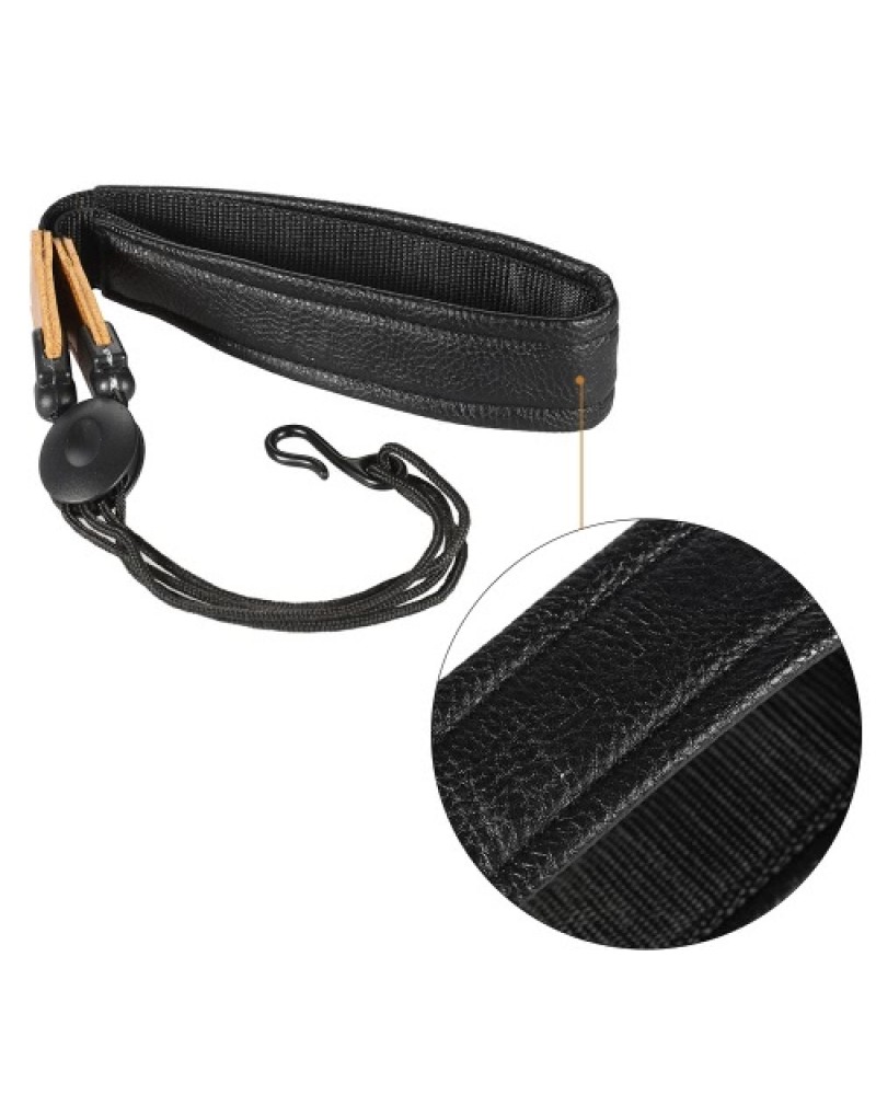 Adjustable Soft Leather Saxophone Sax Neck Strap with EVA Padded Metal Hook