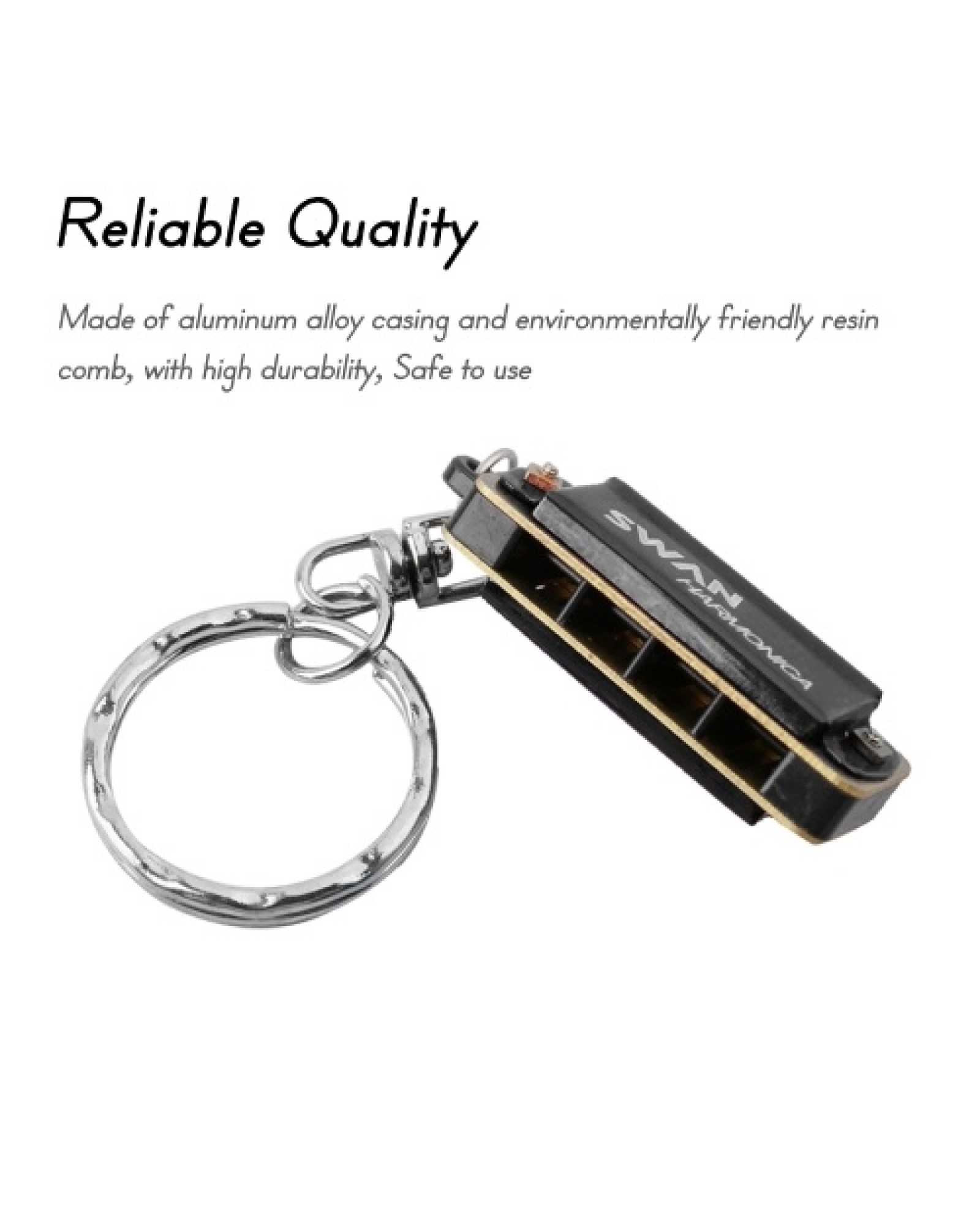 SWAN Keychain Harmonica 4 Holes 8 Tones Key of C Small Harmonica Hanging Decoration Mini Music Instrument for Beginners Students