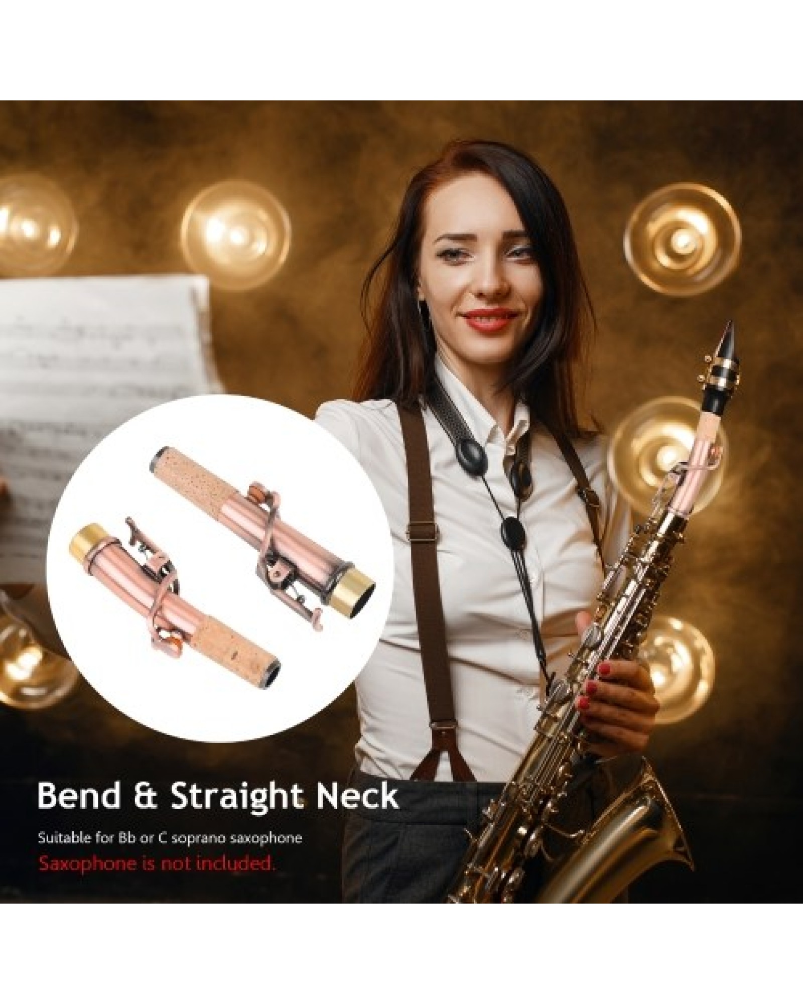 Saxophone Neck 16.7mm Diameter Connector Brass Green Lacquered Saxophone Bend &amp; Straight Neck Sax Parts Accessories for Sopr