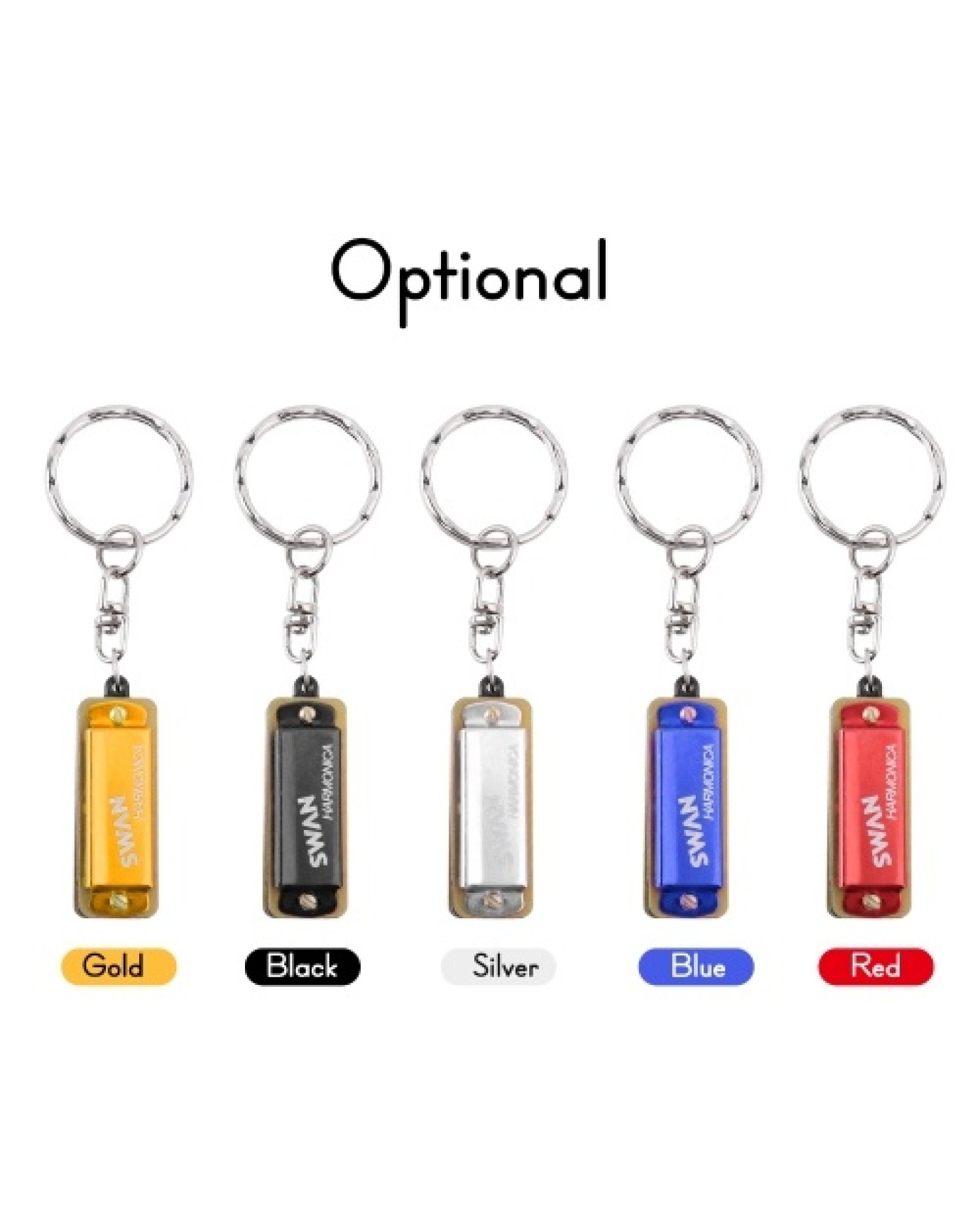 SWAN Keychain Harmonica 4 Holes 8 Tones Key of C Small Harmonica Hanging Decoration Mini Music Instrument for Beginners Students