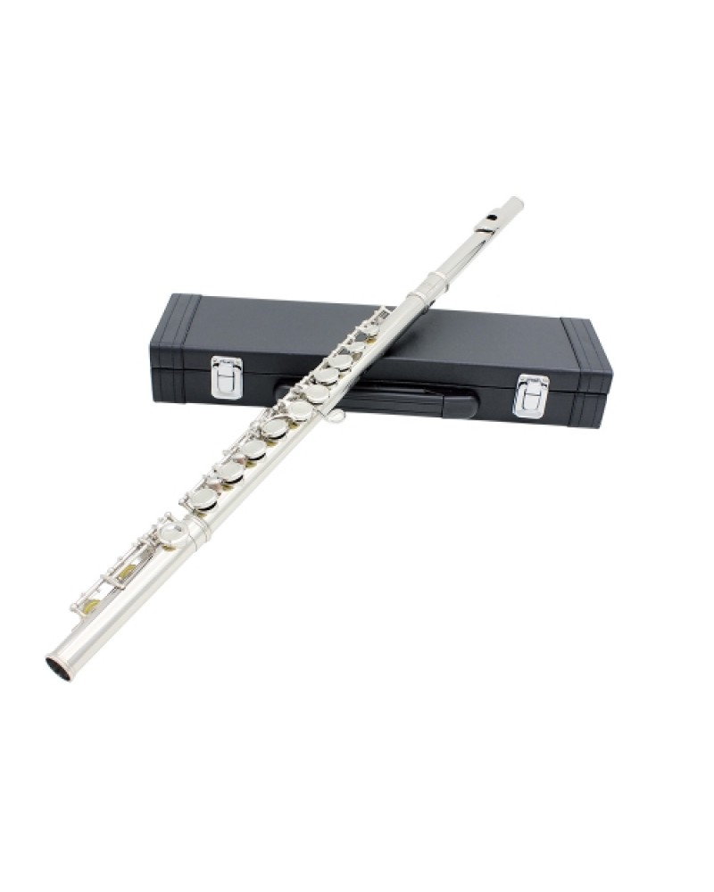 Western Concert Flute Cupronickel Plated Silver 16 Holes C Key Woodwind Instrument