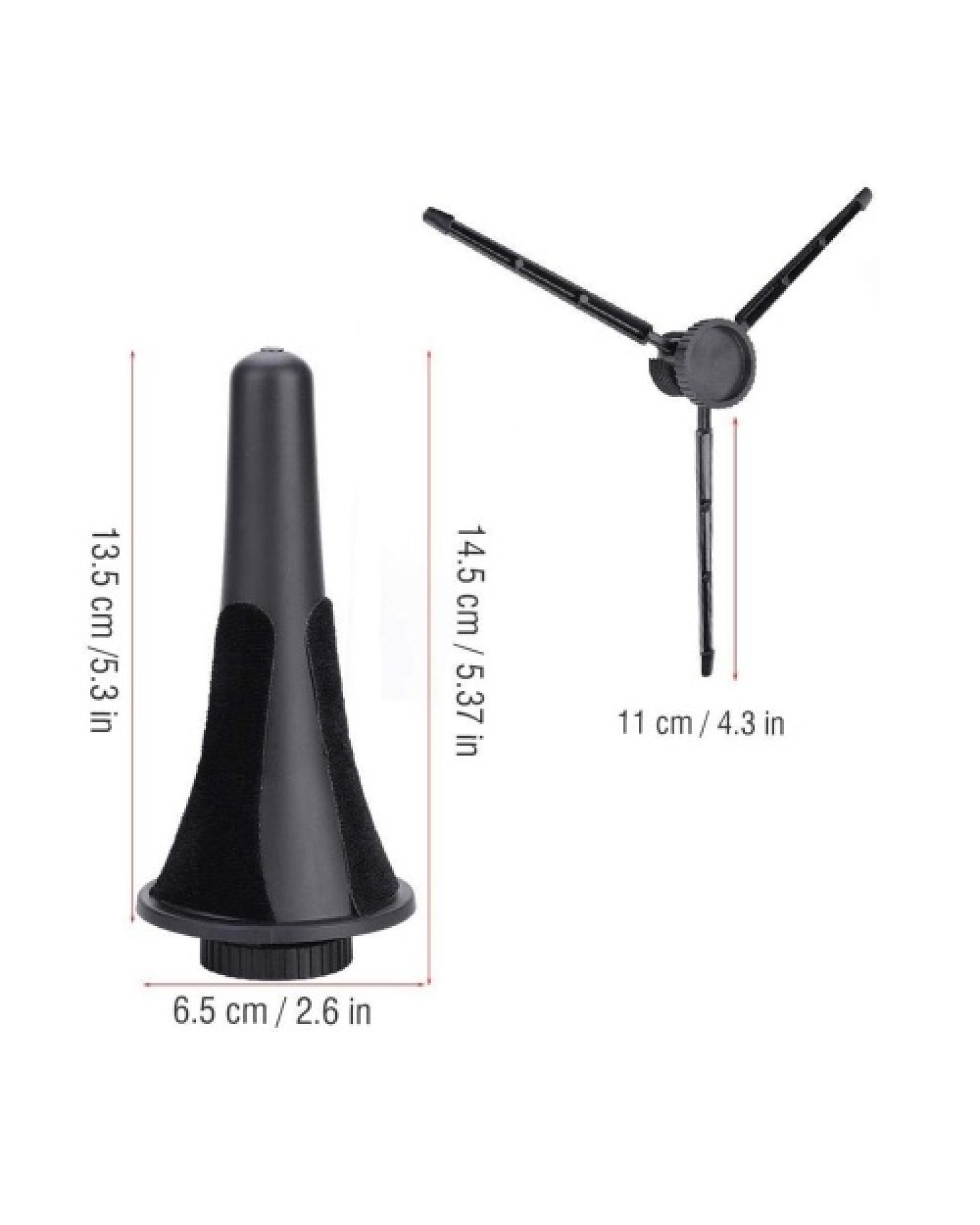 Foldable Clarinet Oboe Stand Straight Saxophone Tripod Holder for Wind Instrument Black