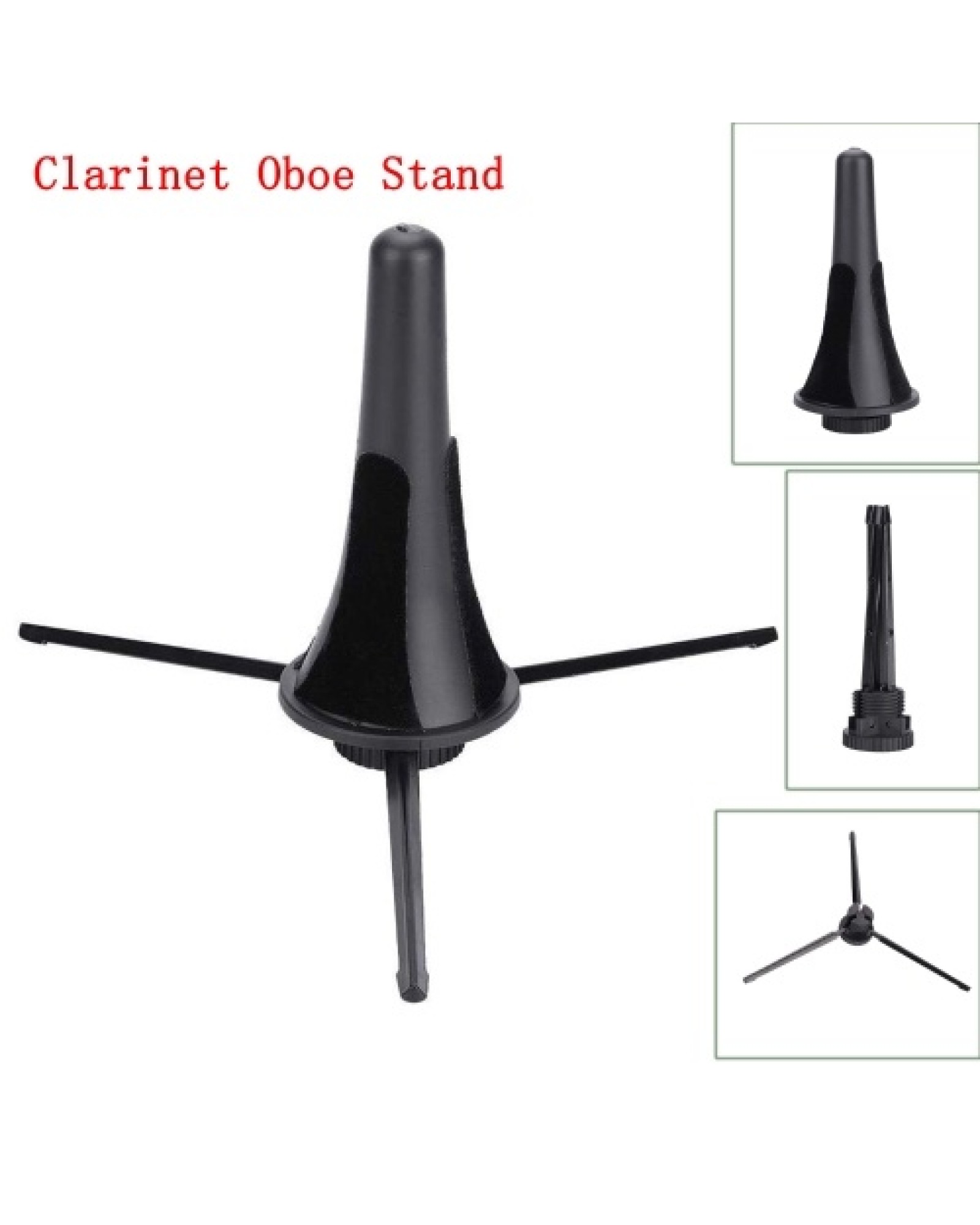 Foldable Clarinet Oboe Stand Straight Saxophone Tripod Holder for Wind Instrument Black