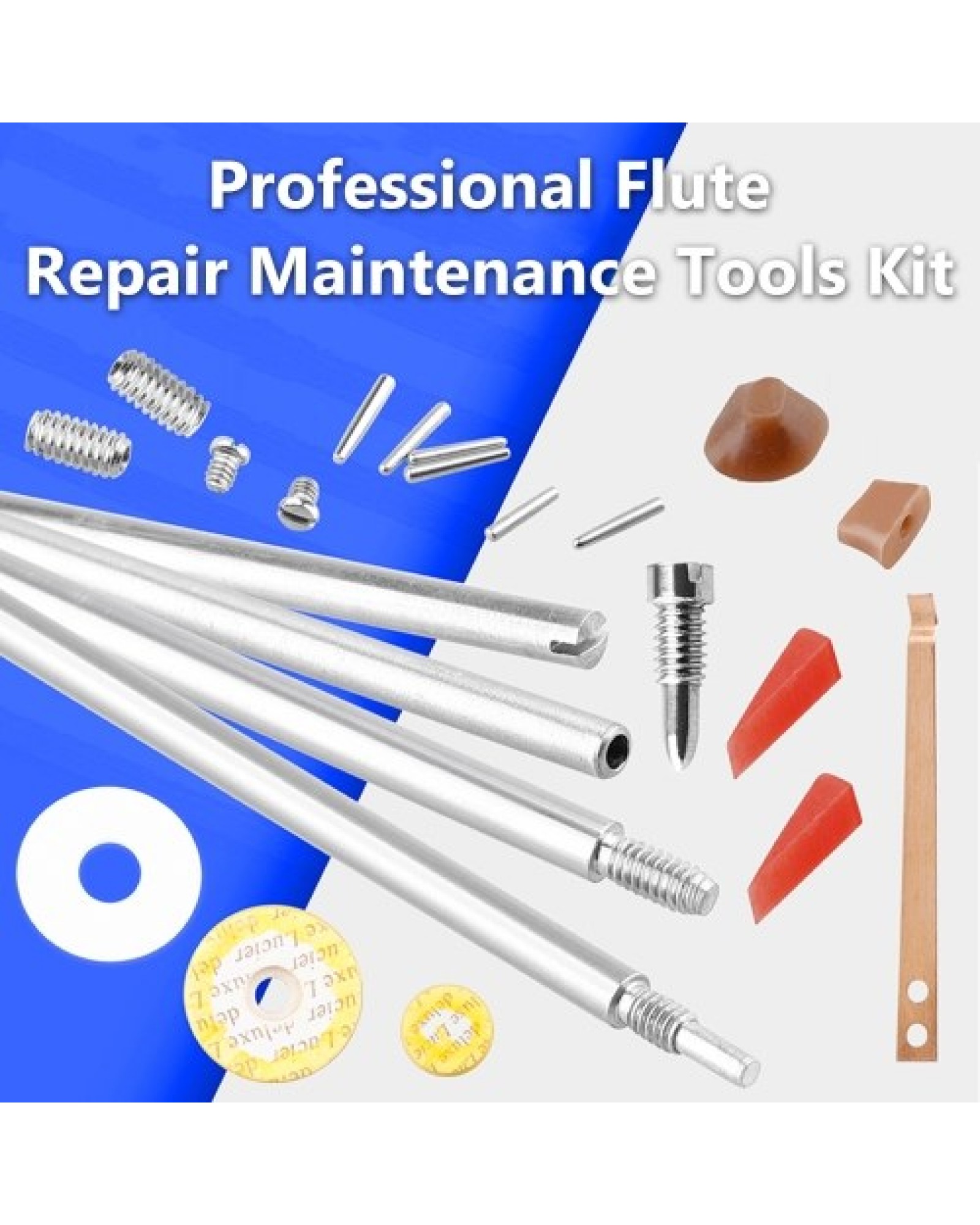 Professional Flute Repair Maintenance Tool Kit Shafts+Screws+Gaskets+Pads+Dowels+Reed Musical Instrument Accessories