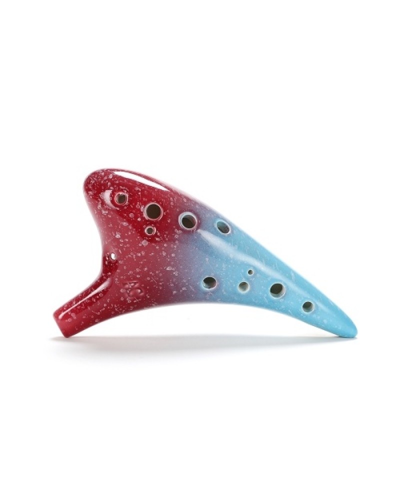 12 Holes Ceramic Ocarina Alto C Starry Style Musical Instrument with Lanyard Music Score Protective Bag For Music Lover and Lear