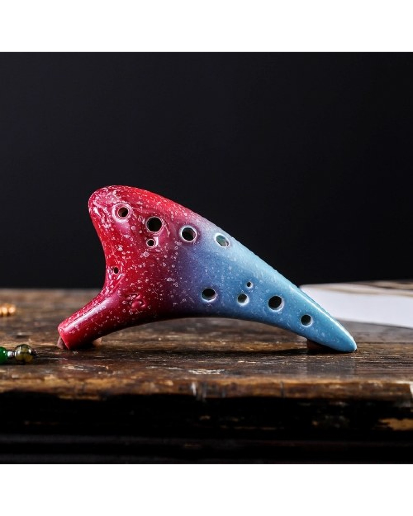 12 Holes Ceramic Ocarina Alto C Starry Style Musical Instrument with Lanyard Music Score Protective Bag For Music Lover and Lear