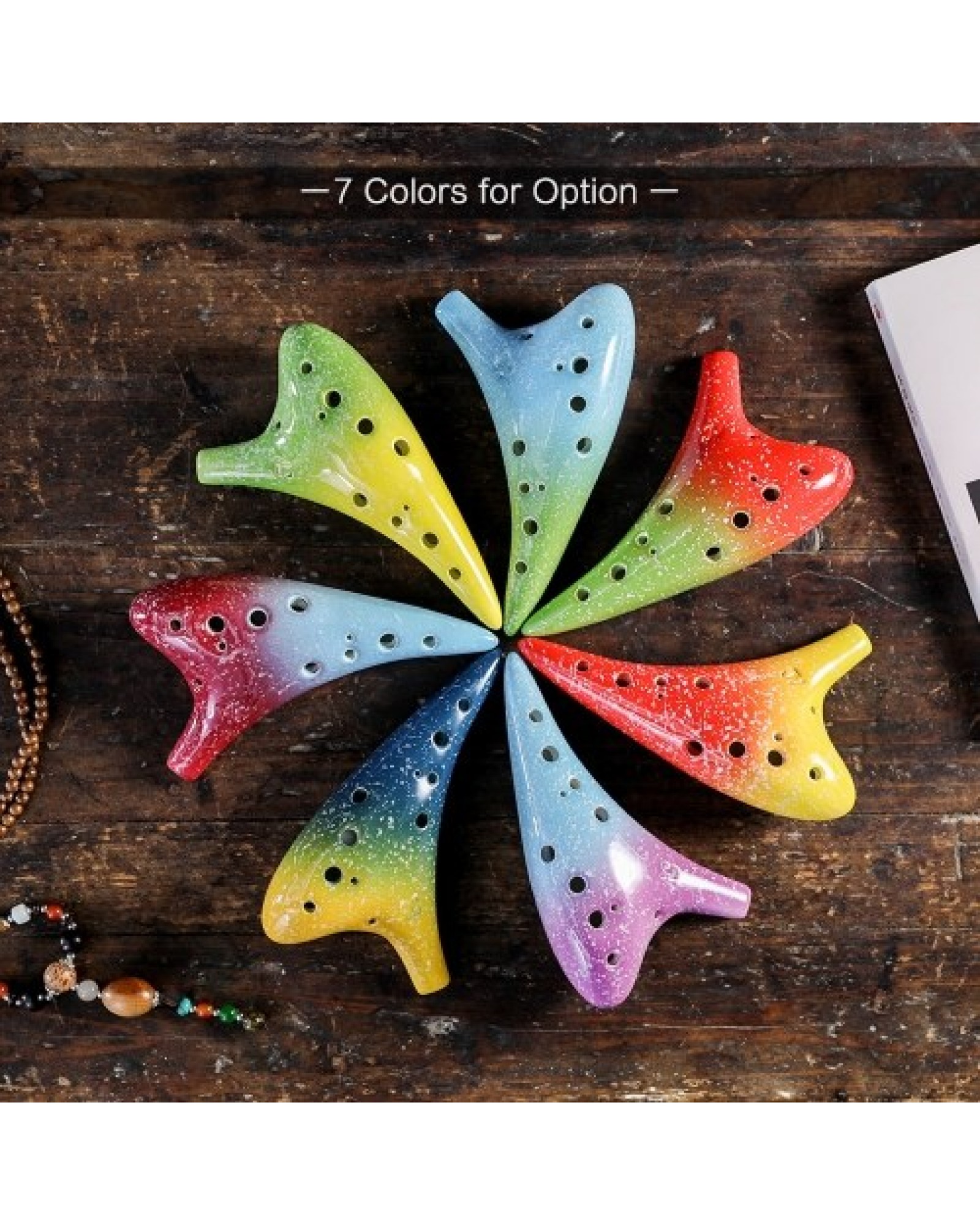 12 Holes Ceramic Ocarina Alto C Starry Style Musical Instrument with Lanyard Music Score Protective Bag For Music Lover and Lear