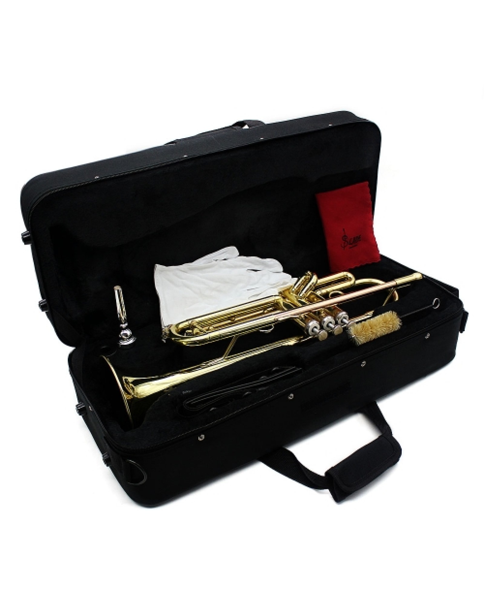 Trumpet Bb B Flat Brass Exquisite with Mouthpiece Cleaning Brush Cloth Gloves Strap