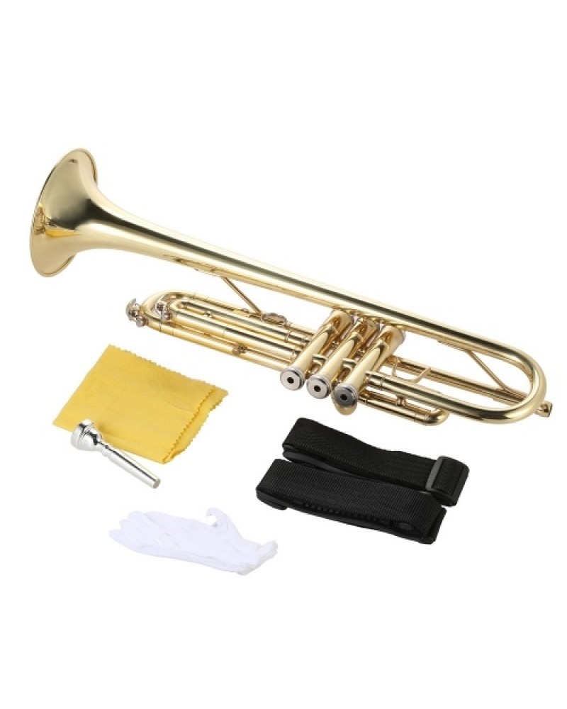 Trumpet Bb Flat Brass Gold-painted Exquisite Durable Musical Instrument