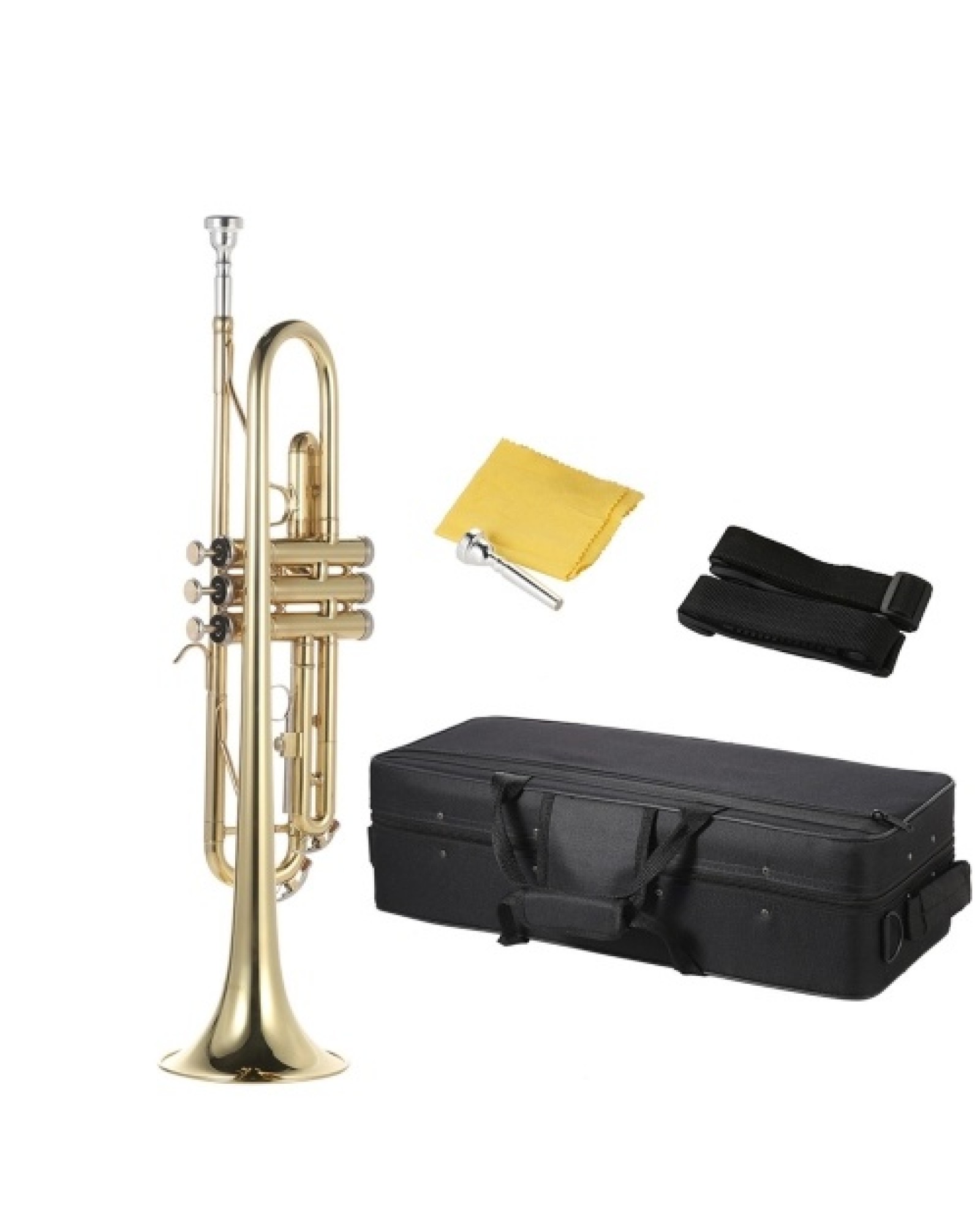 Trumpet Bb Flat Brass Gold-painted Exquisite Durable Musical Instrument
