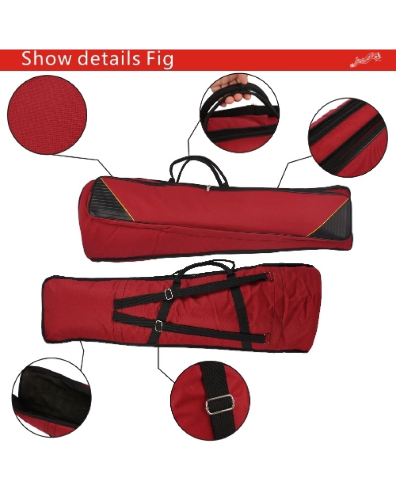 600D Water-resistant Trombone Gig Bag Oxford Cloth Backpack Adjustable Shoulder Straps Pocket 5mm Cotton Padded for Alto/Tenor T