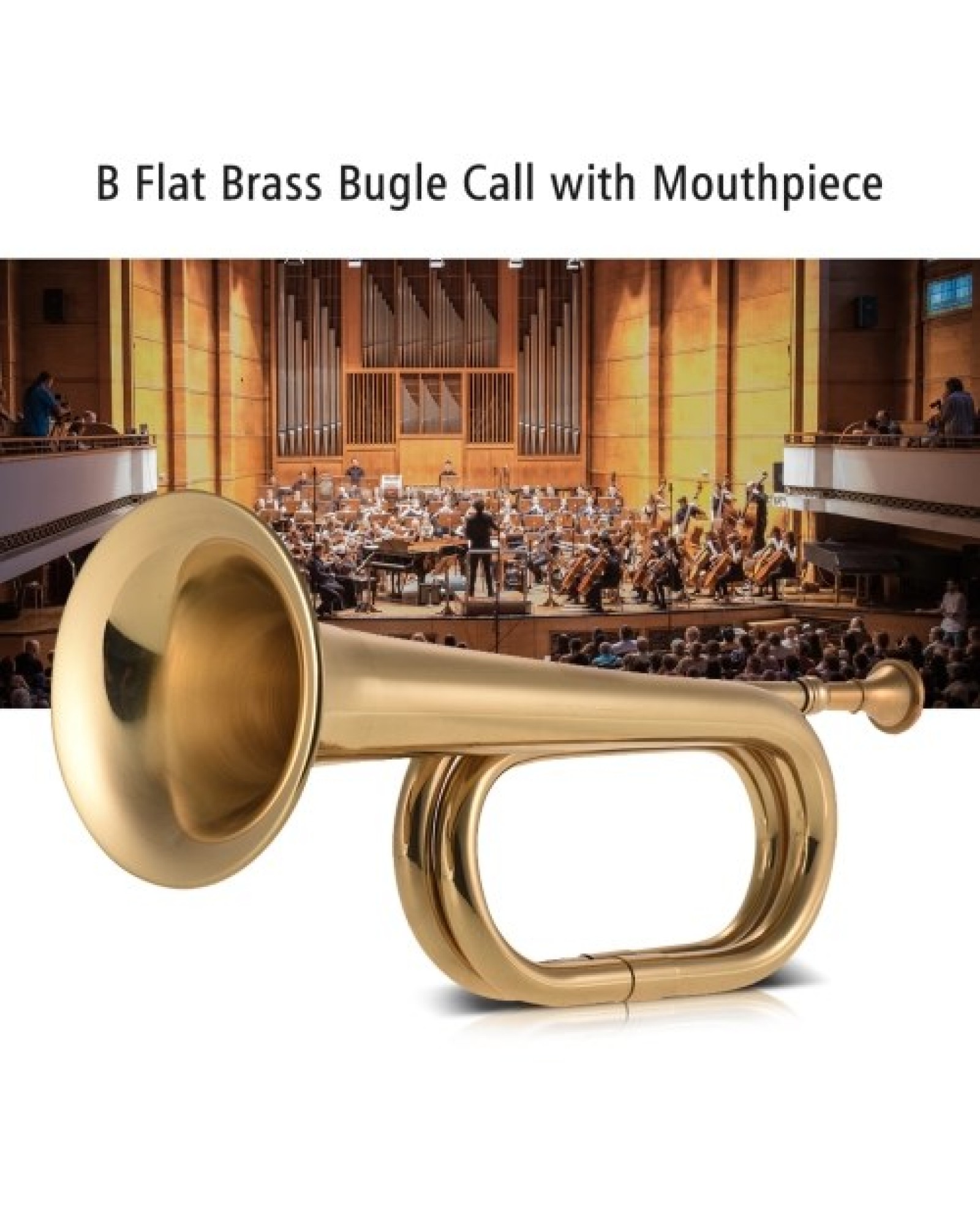 B Flat Bugle Call Trumpet Brass Cavalry Horn with Mouthpiece