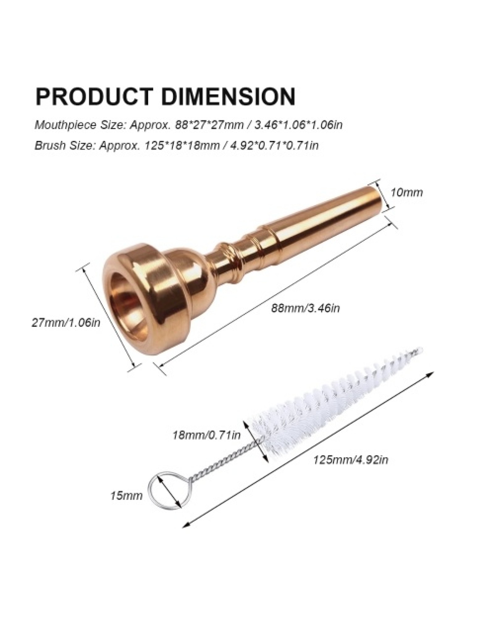 3C Trumpet Mouthpiece Metal Trumpet Accessory Cleaning Brush Trumpet Cleaning Kit