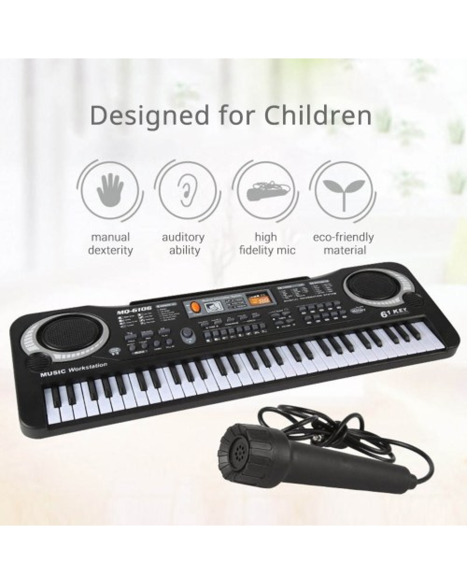 61 Keys Electronic Organ USB Digital Keyboard Piano Musical Instrument Kids Toy with Microphone