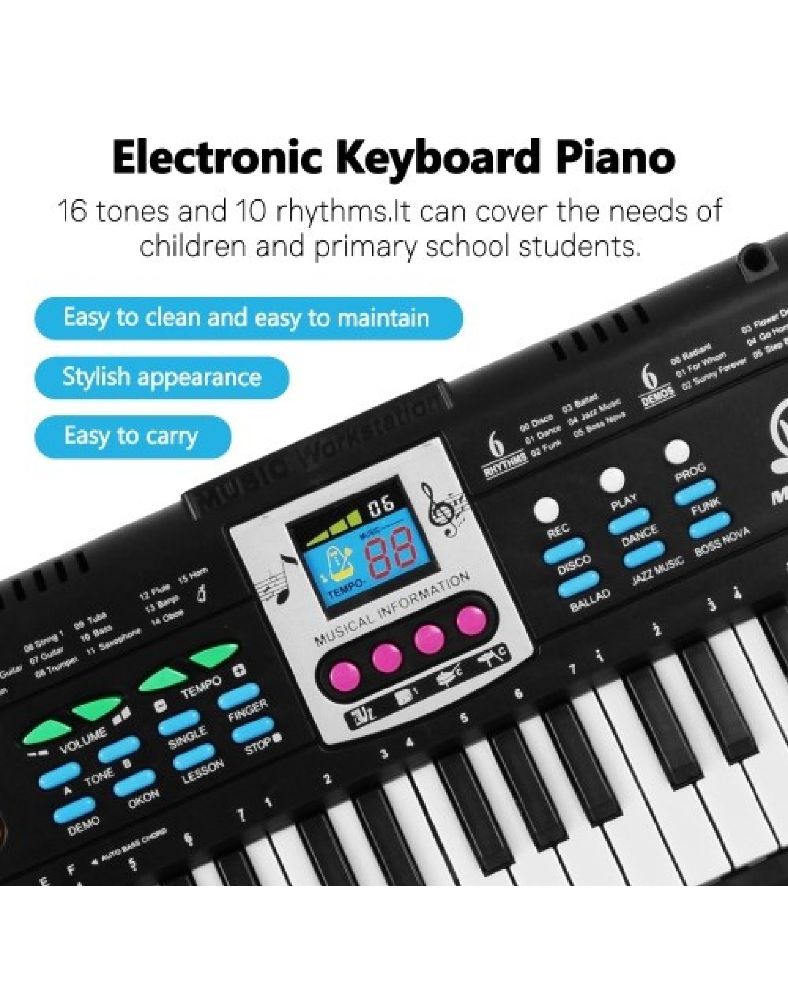 61 Keys Digital Music Electronic Keyboard Kids Multifunctional Electric Piano