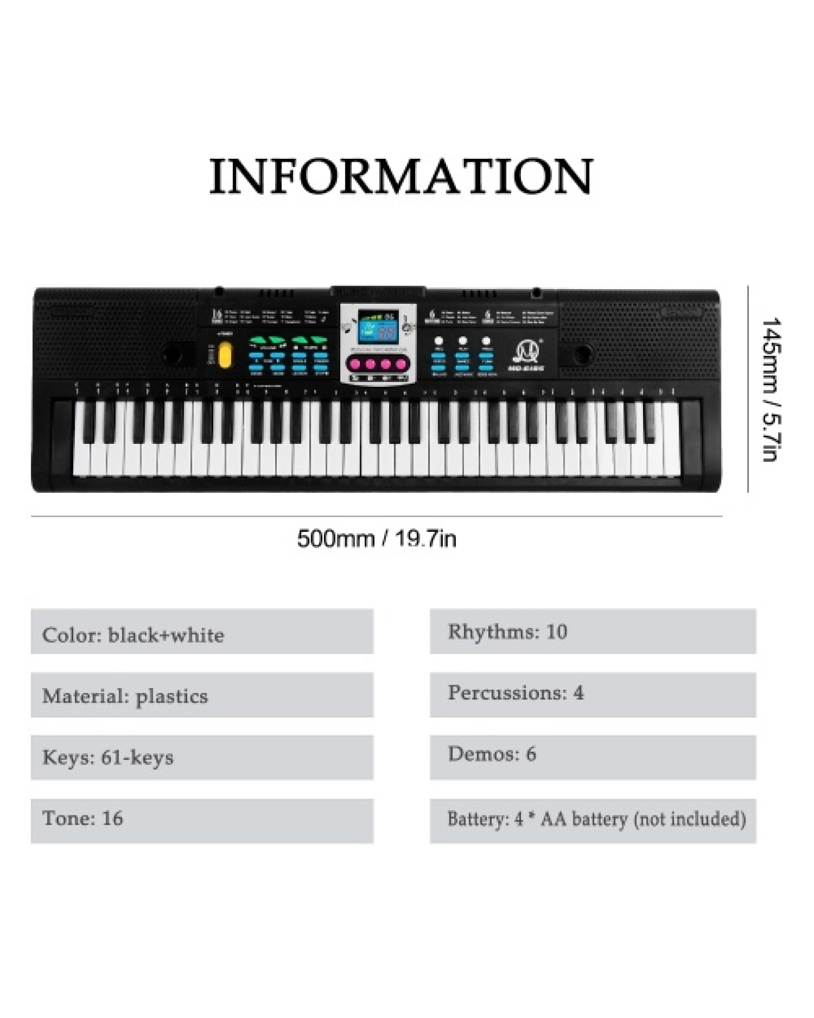 61 Keys Digital Music Electronic Keyboard Kids Multifunctional Electric Piano