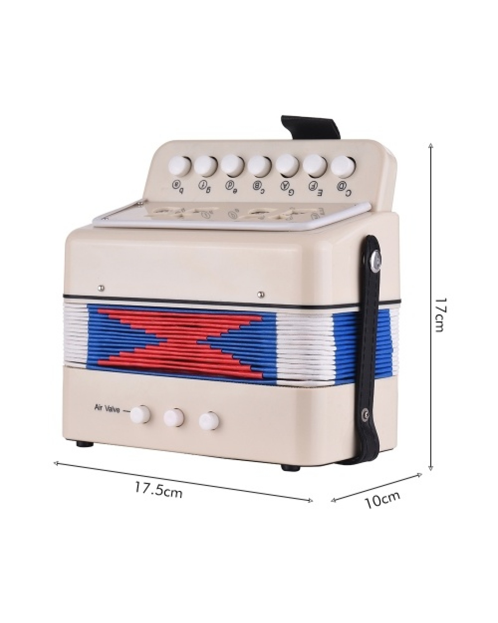 Mini 10-Button Kids Accordion Toy Supports Bass Chords 14 Notes with Cleaning Cloth Educational Music Instrument for Children