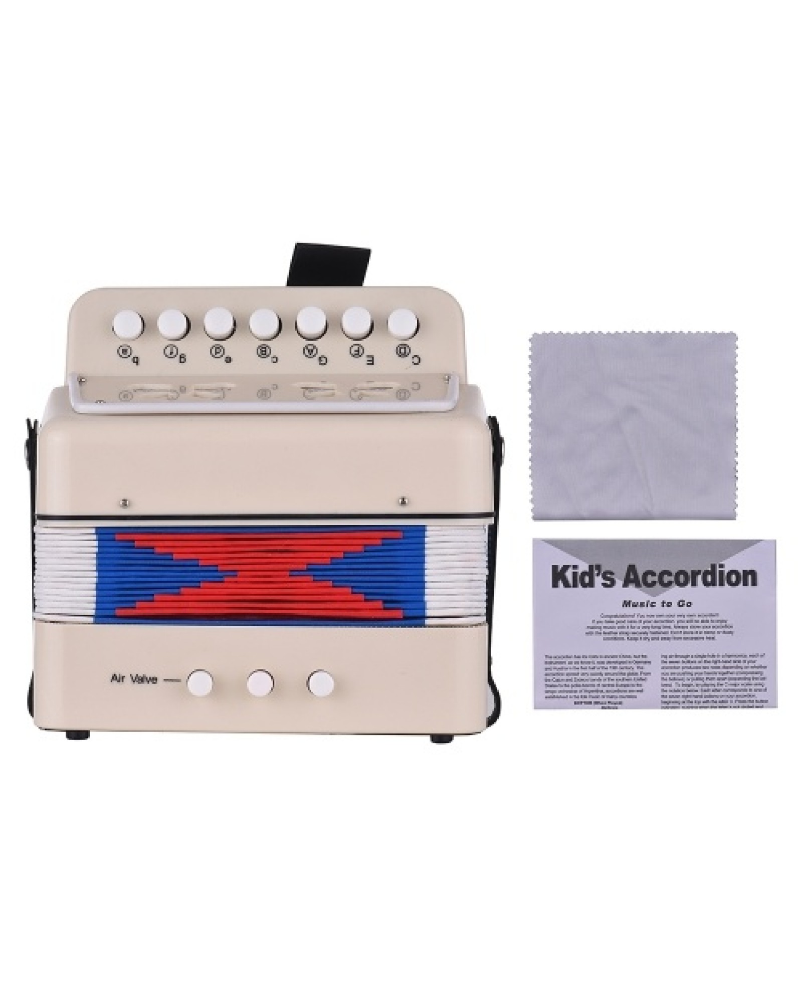 Mini 10-Button Kids Accordion Toy Supports Bass Chords 14 Notes with Cleaning Cloth Educational Music Instrument for Children