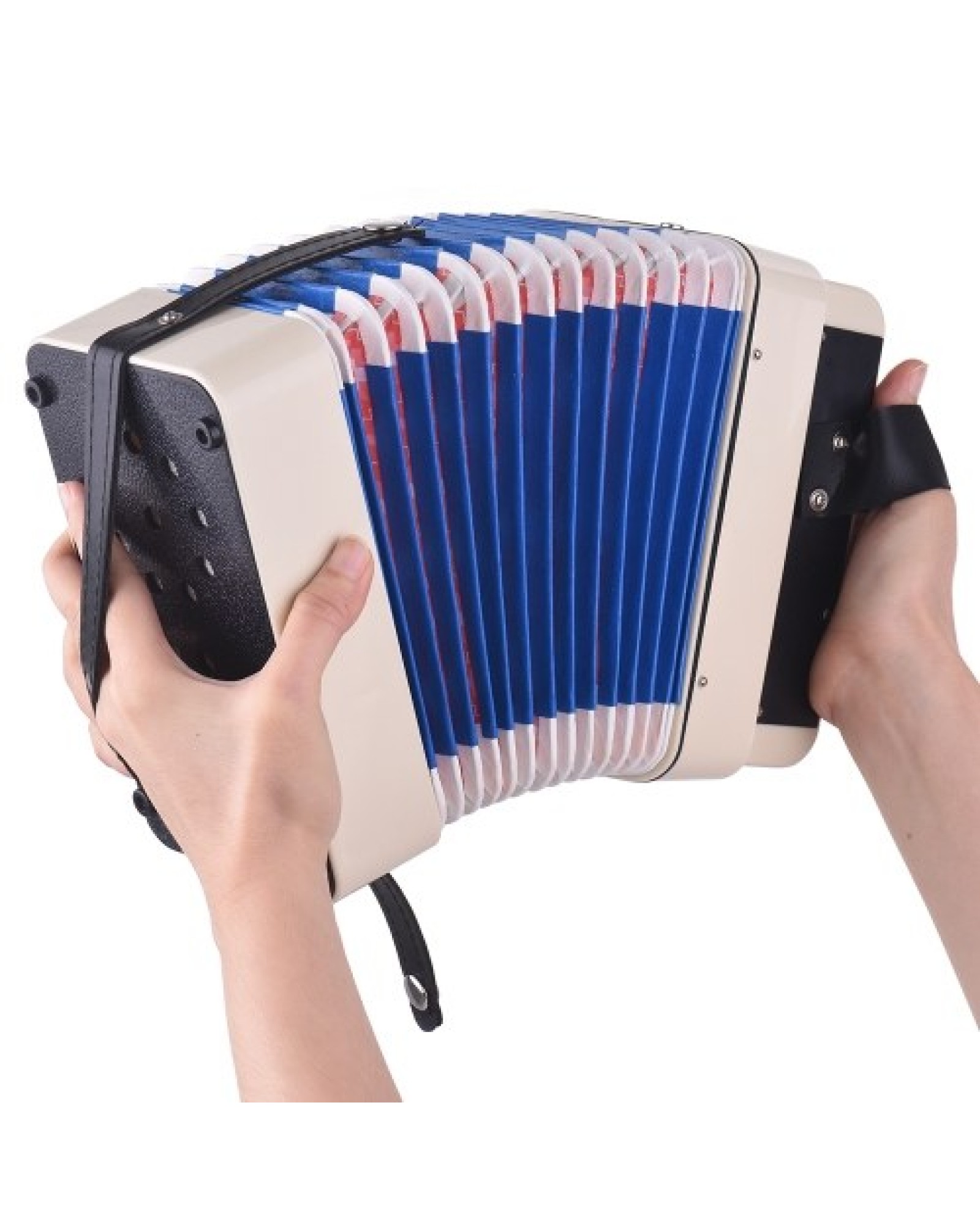 Mini 10-Button Kids Accordion Toy Supports Bass Chords 14 Notes with Cleaning Cloth Educational Music Instrument for Children