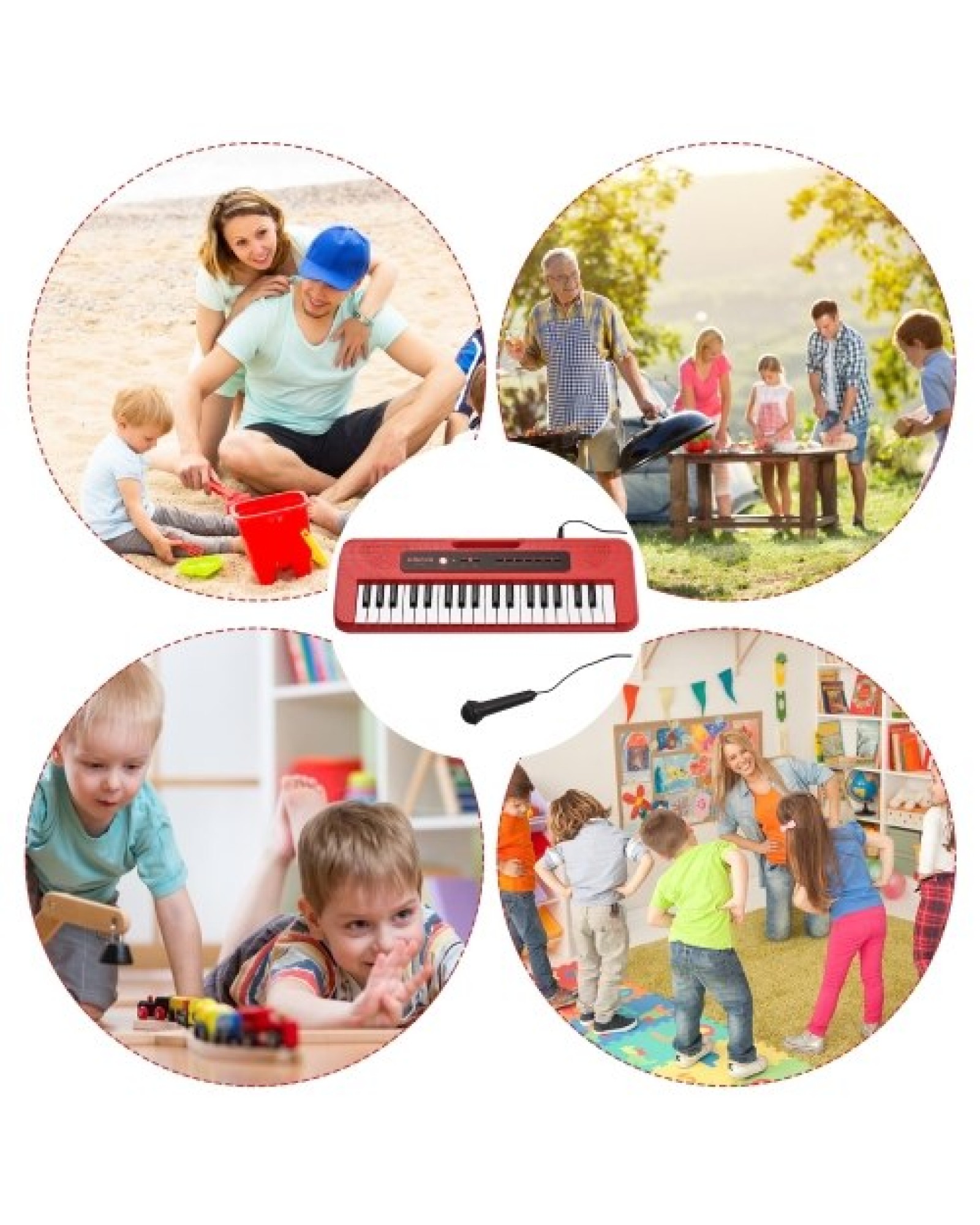 BIGFUN 37 Key Children Electronic Piano with Mini Microphone Preset 10 Demos Supports Recording Headphone/ Aux in Jack Portable 