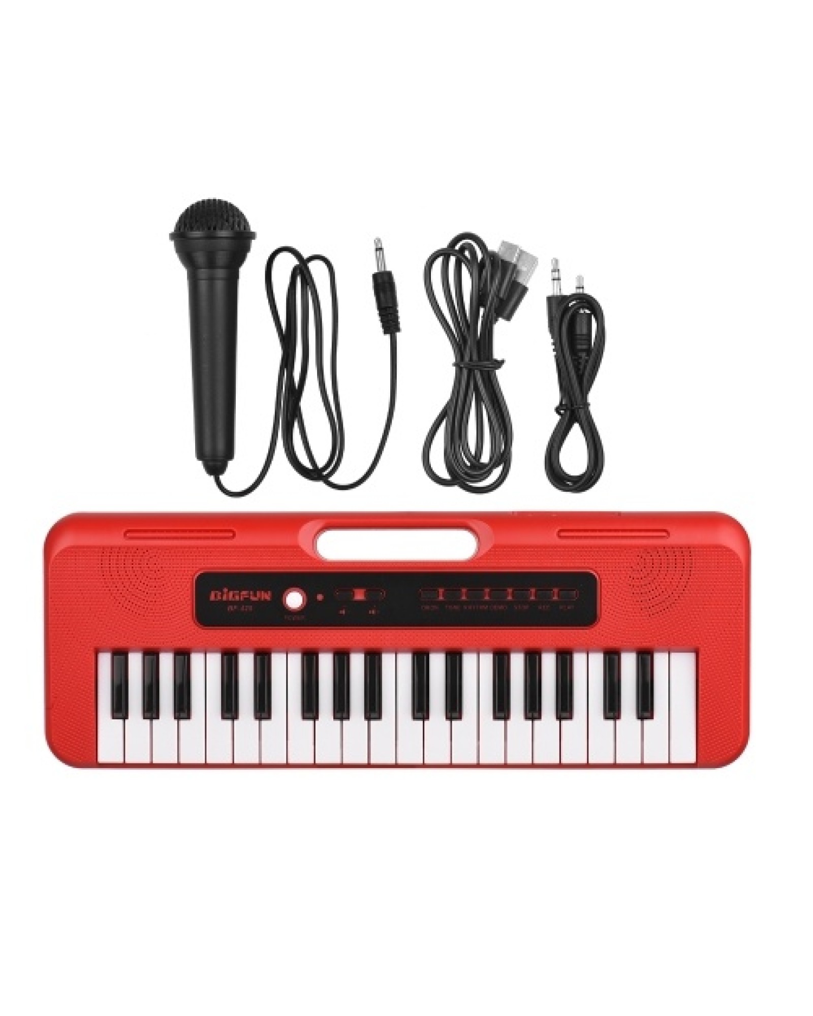 BIGFUN 37 Key Children Electronic Piano with Mini Microphone Preset 10 Demos Supports Recording Headphone/ Aux in Jack Portable 