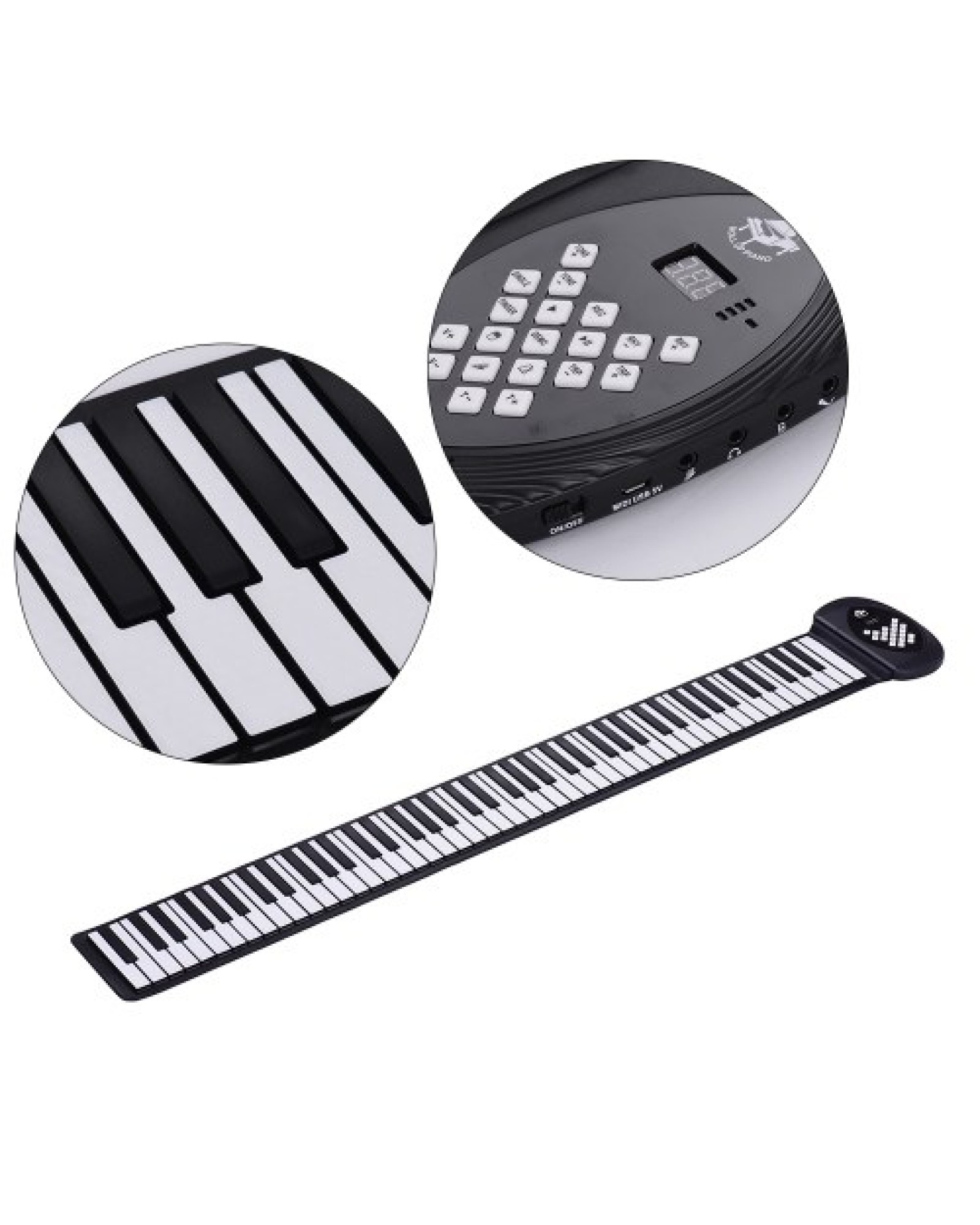 88 Keys MIDI Roll Up Piano Electronic Silicon Keyboard Built-in Stereo Speaker 1200mA Li-ion Battery Support BT Connection Recor