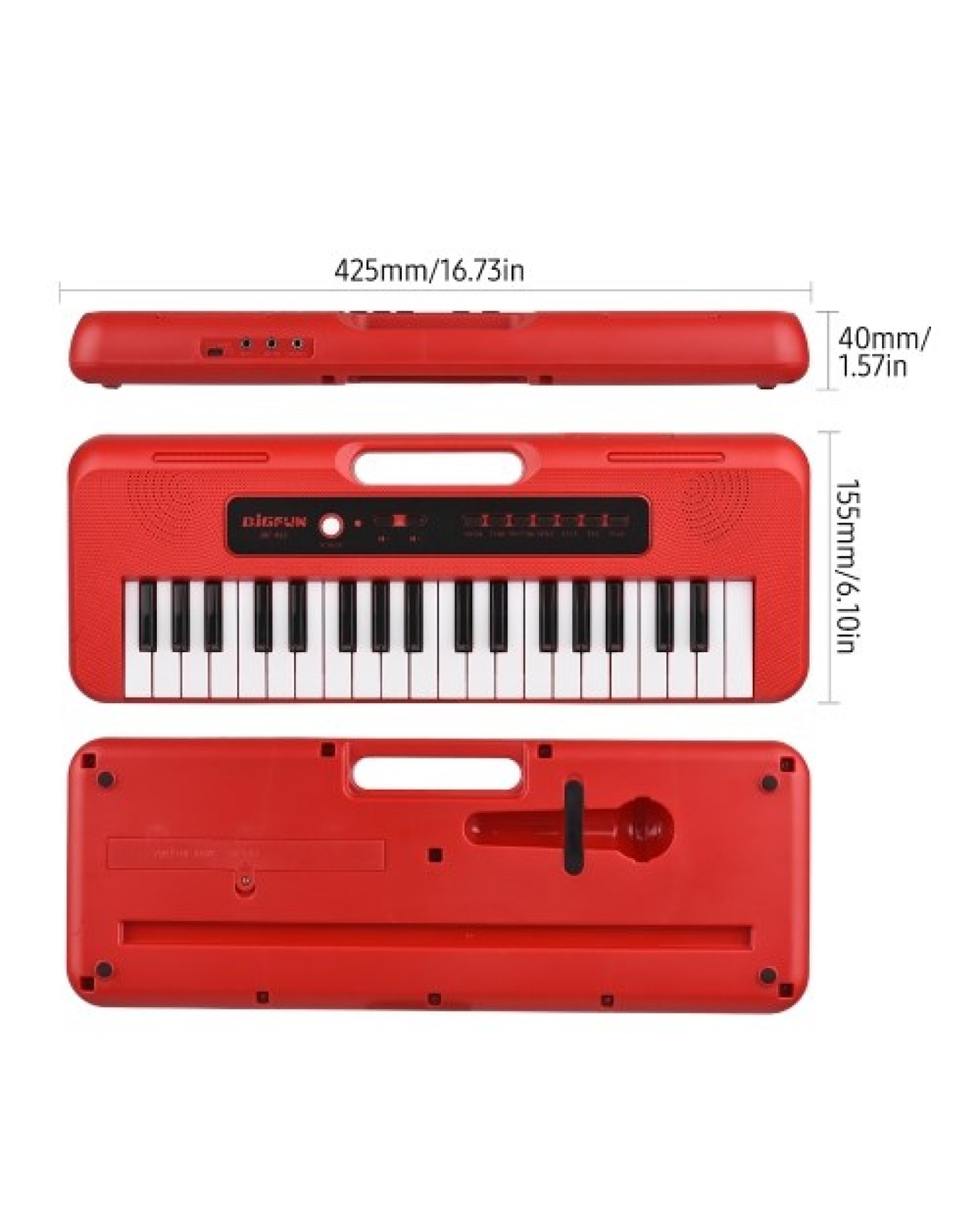 BIGFUN 37 Key Children Electronic Piano with Mini Microphone Preset 10 Demos Supports Recording Headphone/ Aux in Jack Portable 
