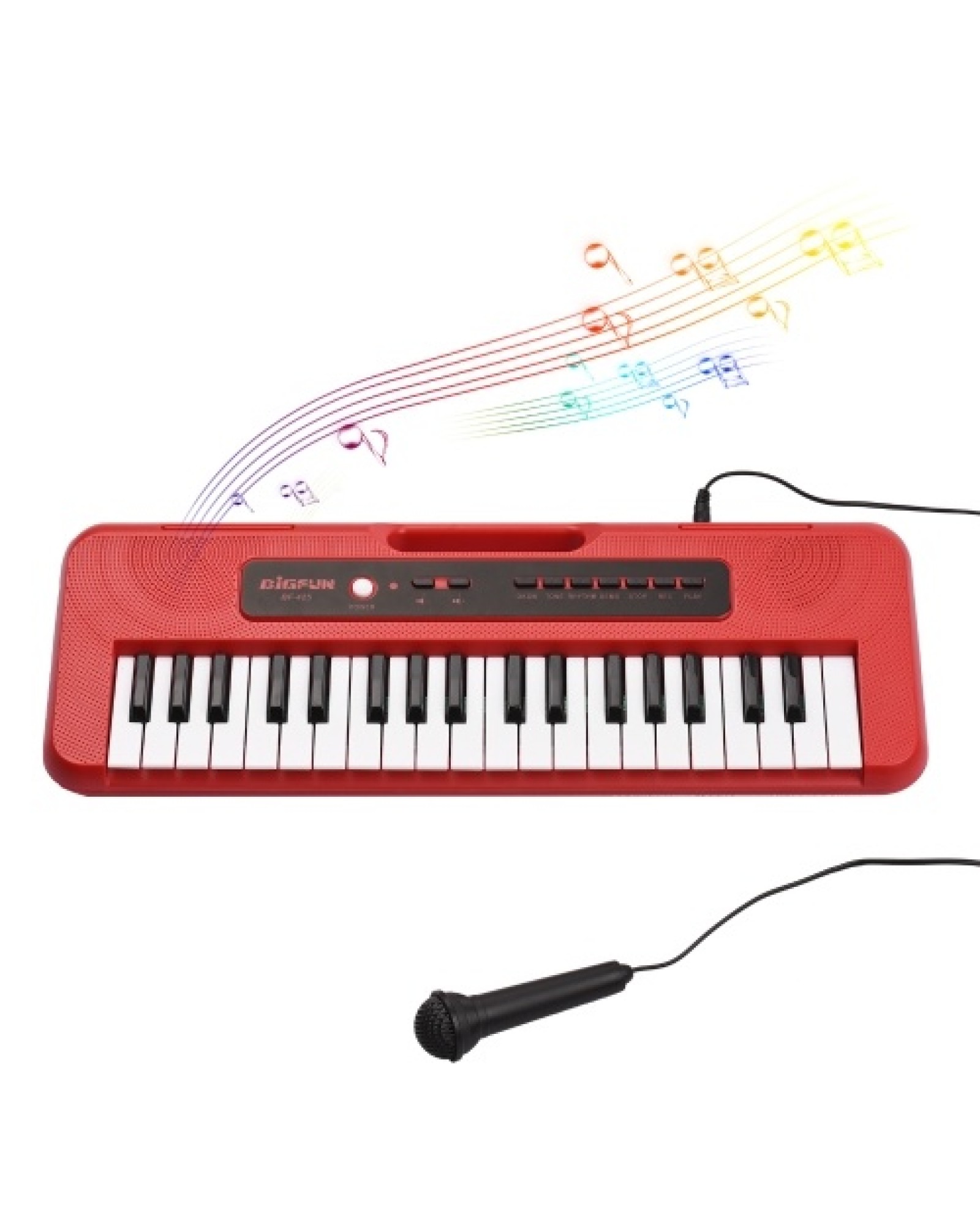 BIGFUN 37 Key Children Electronic Piano with Mini Microphone Preset 10 Demos Supports Recording Headphone/ Aux in Jack Portable 