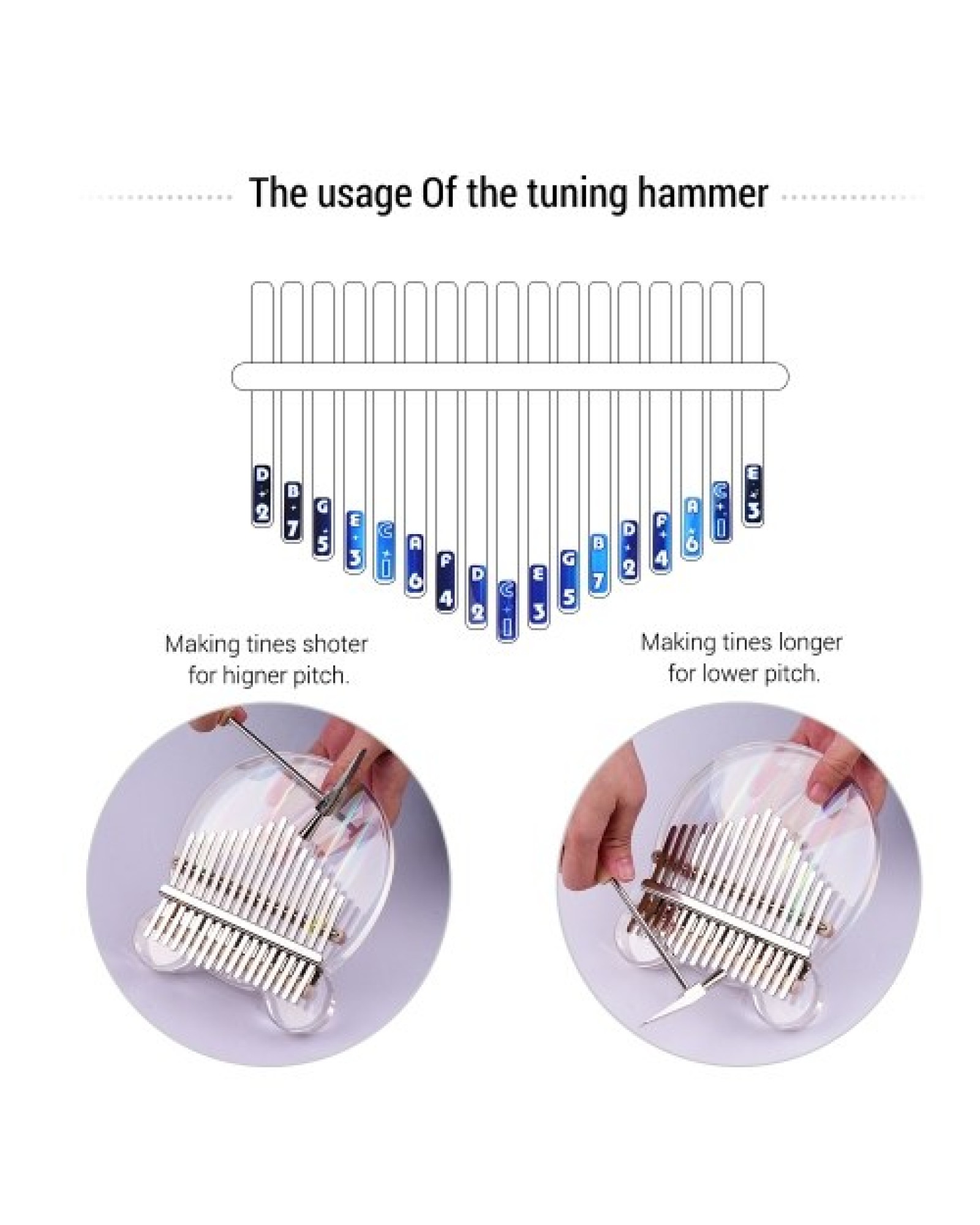 17-Key Kalimba Piano Transparent Acrylic Material with Carry Bag Musical Note Stickers Tuning Hammer Cleaning Cloth Musical Gift