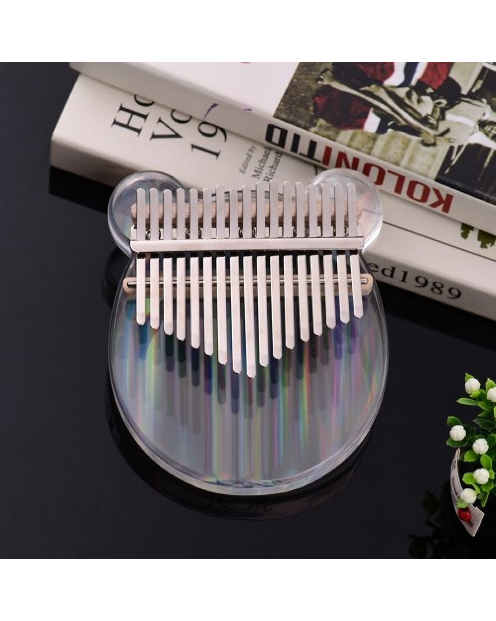 17-Key Kalimba Piano Transparent Acrylic Material with Carry Bag Musical Note Stickers Tuning Hammer Cleaning Cloth Musical Gift