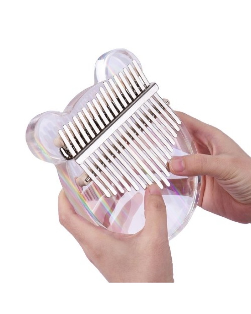 17-Key Kalimba Piano Transparent Acrylic Material with Carry Bag Musical Note Stickers Tuning Hammer Cleaning Cloth Musical Gift