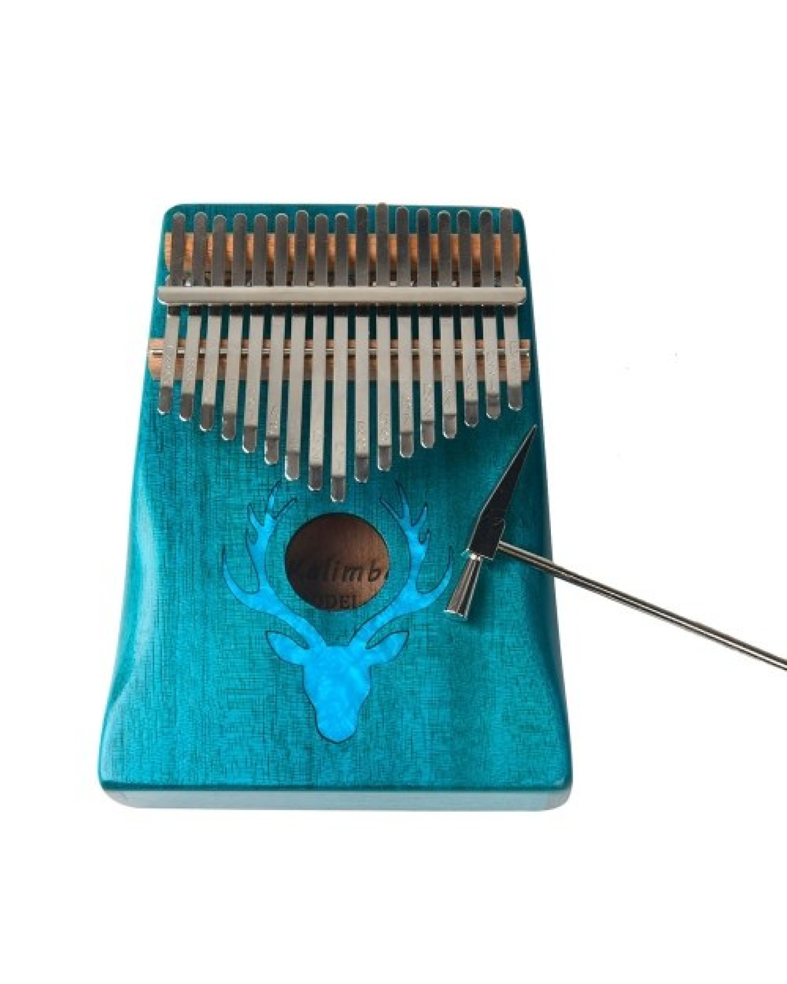 17 Keys Kalimba Elk Thumb Piano with Hammer Portable Musical Instrument Dreamy Elk Blue Color