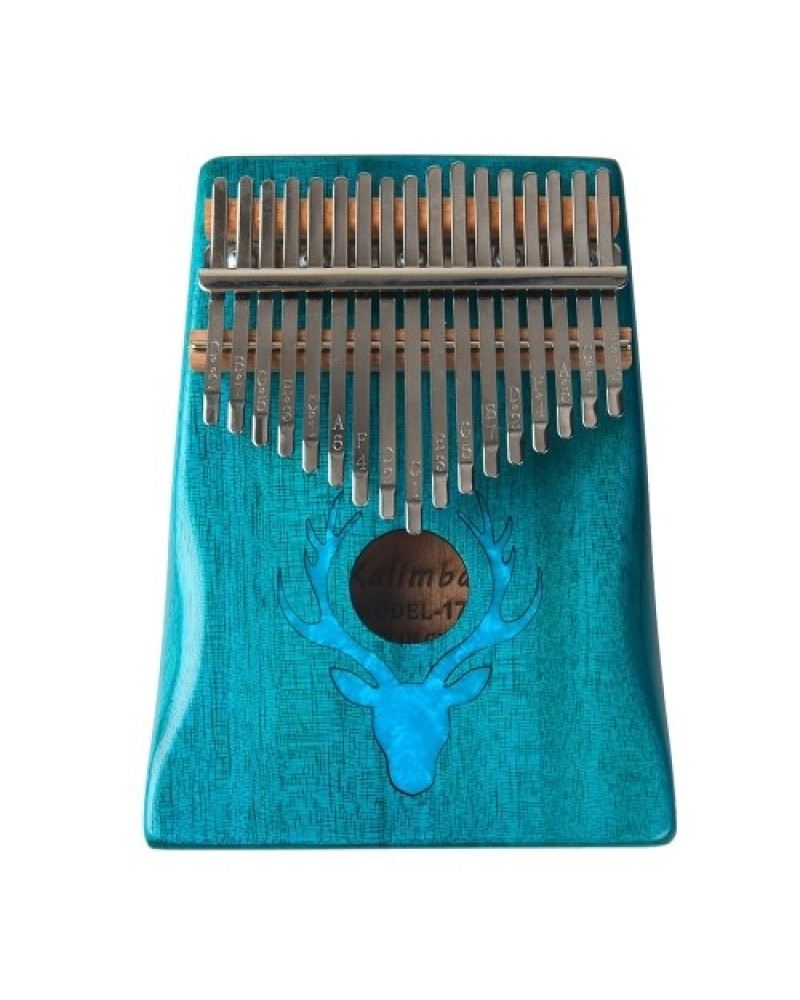 17 Keys Kalimba Elk Thumb Piano with Hammer Portable Musical Instrument Dreamy Elk Blue Color