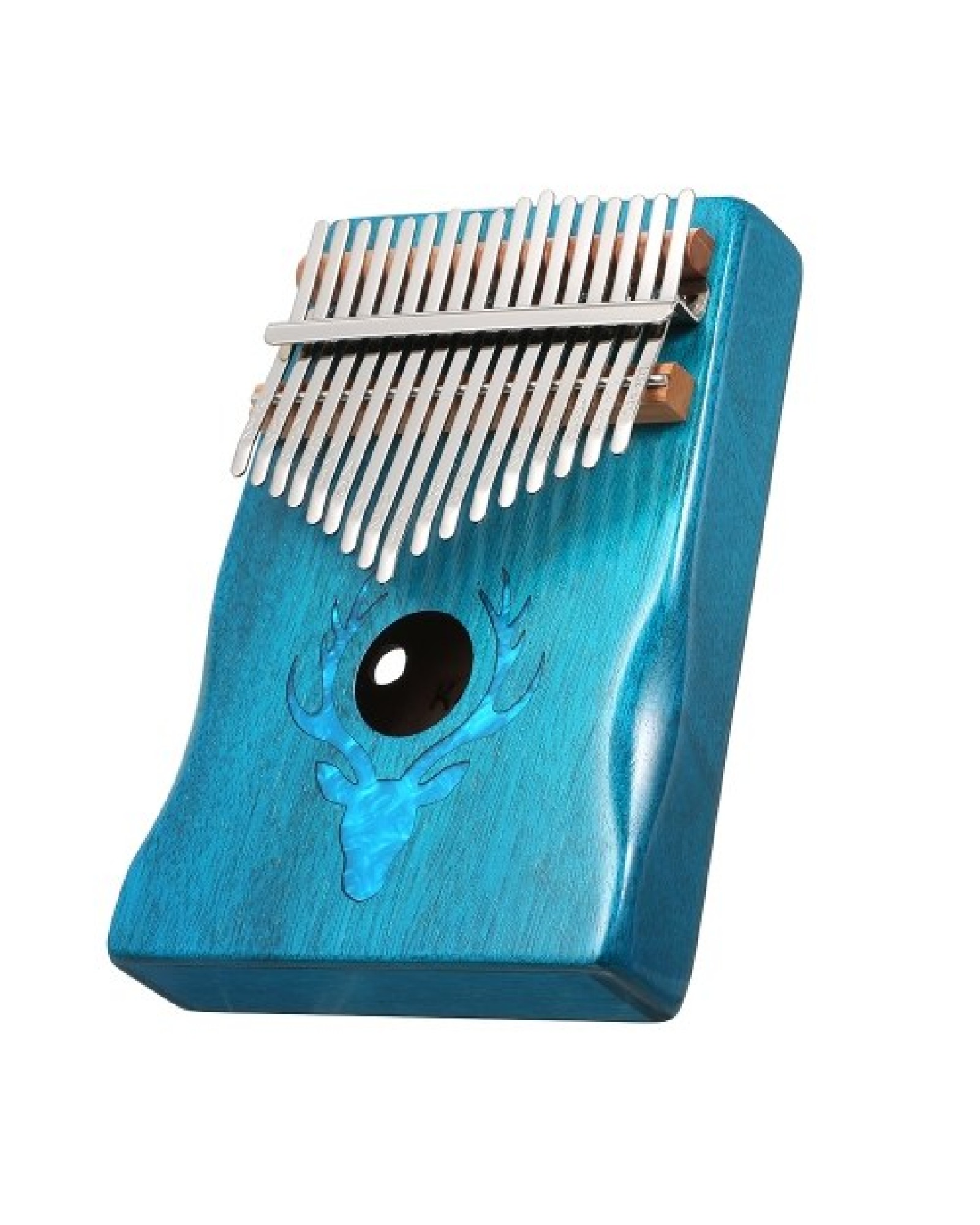 17 Keys Kalimba Elk Thumb Piano with Hammer Portable Musical Instrument Dreamy Elk Blue Color